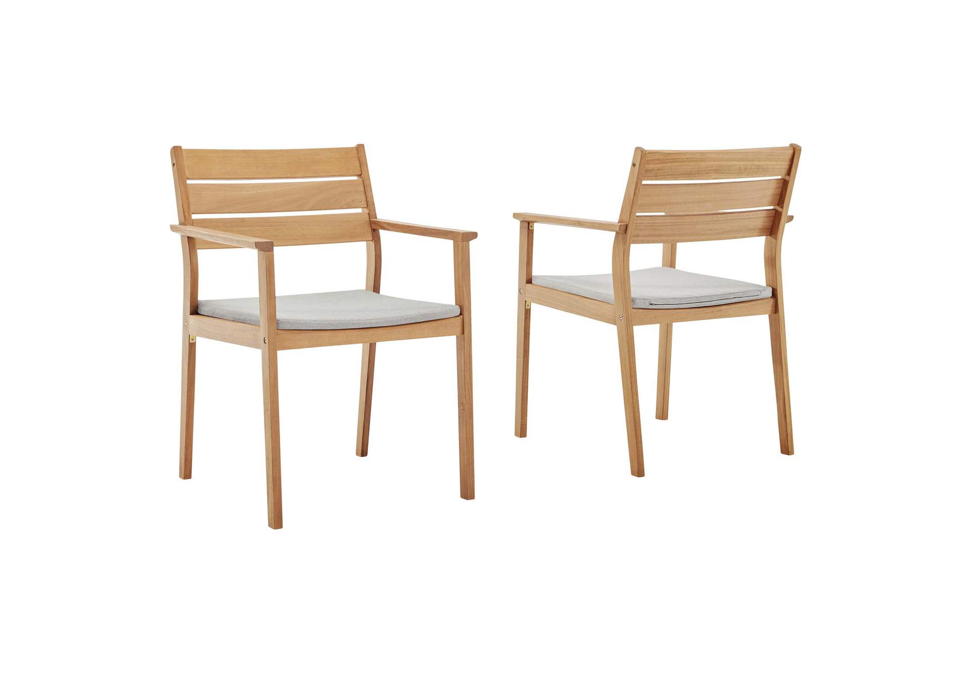 Natural Taupe Viewscape Outdoor Patio Ash Wood Arm Dining Chair [Set of 2],Modway