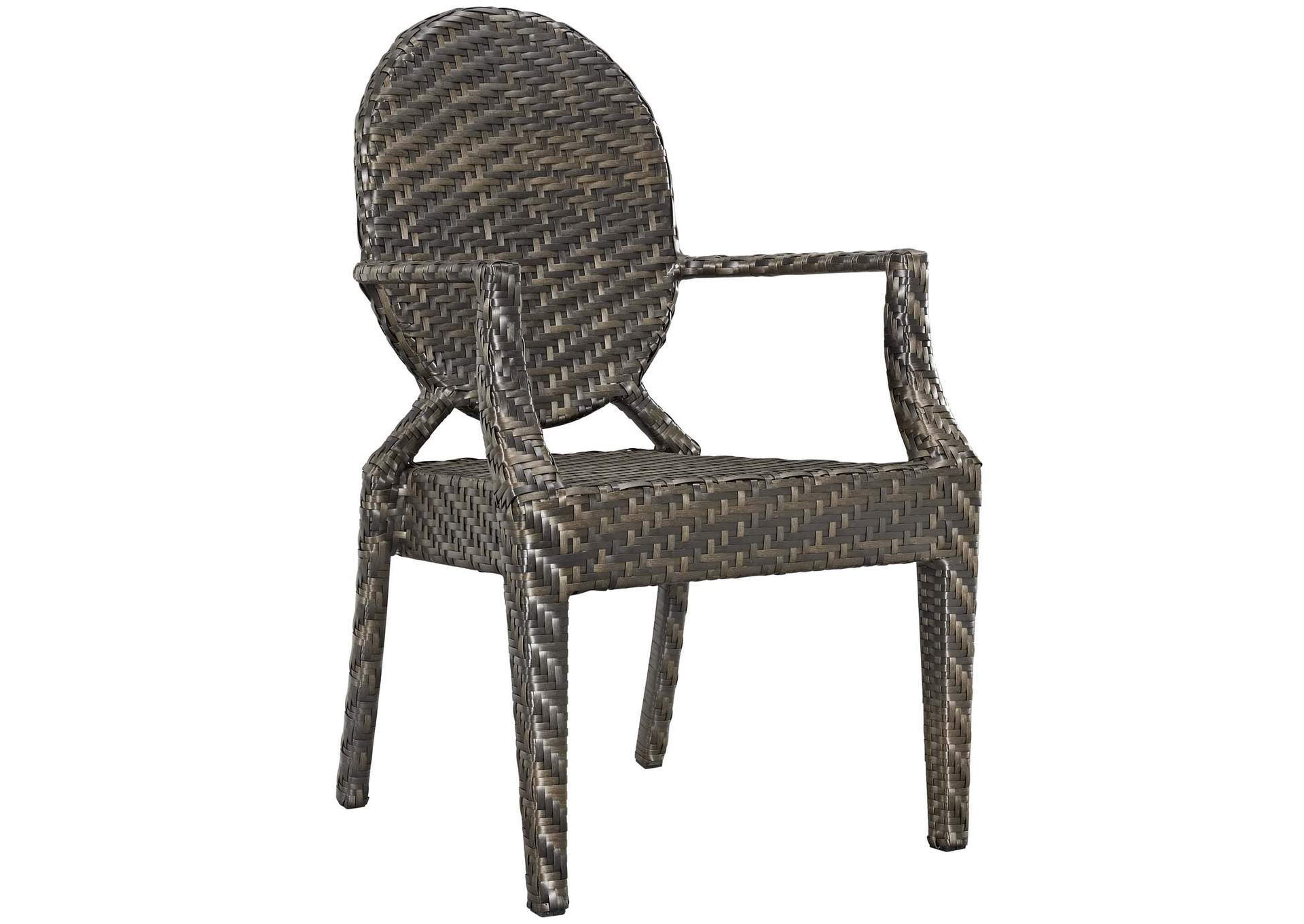 Brown Casper Outdoor Patio Arm Dining Chair [Set of 2],Modway