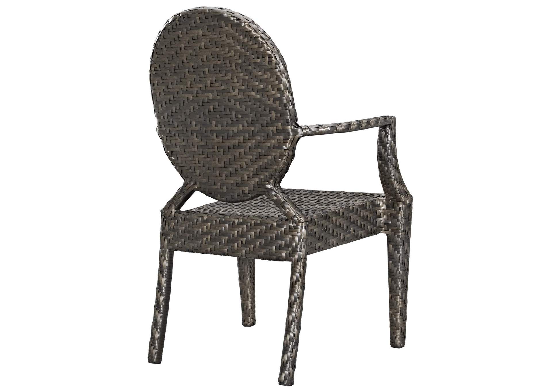Brown Casper Outdoor Patio Arm Dining Chair [Set of 2],Modway