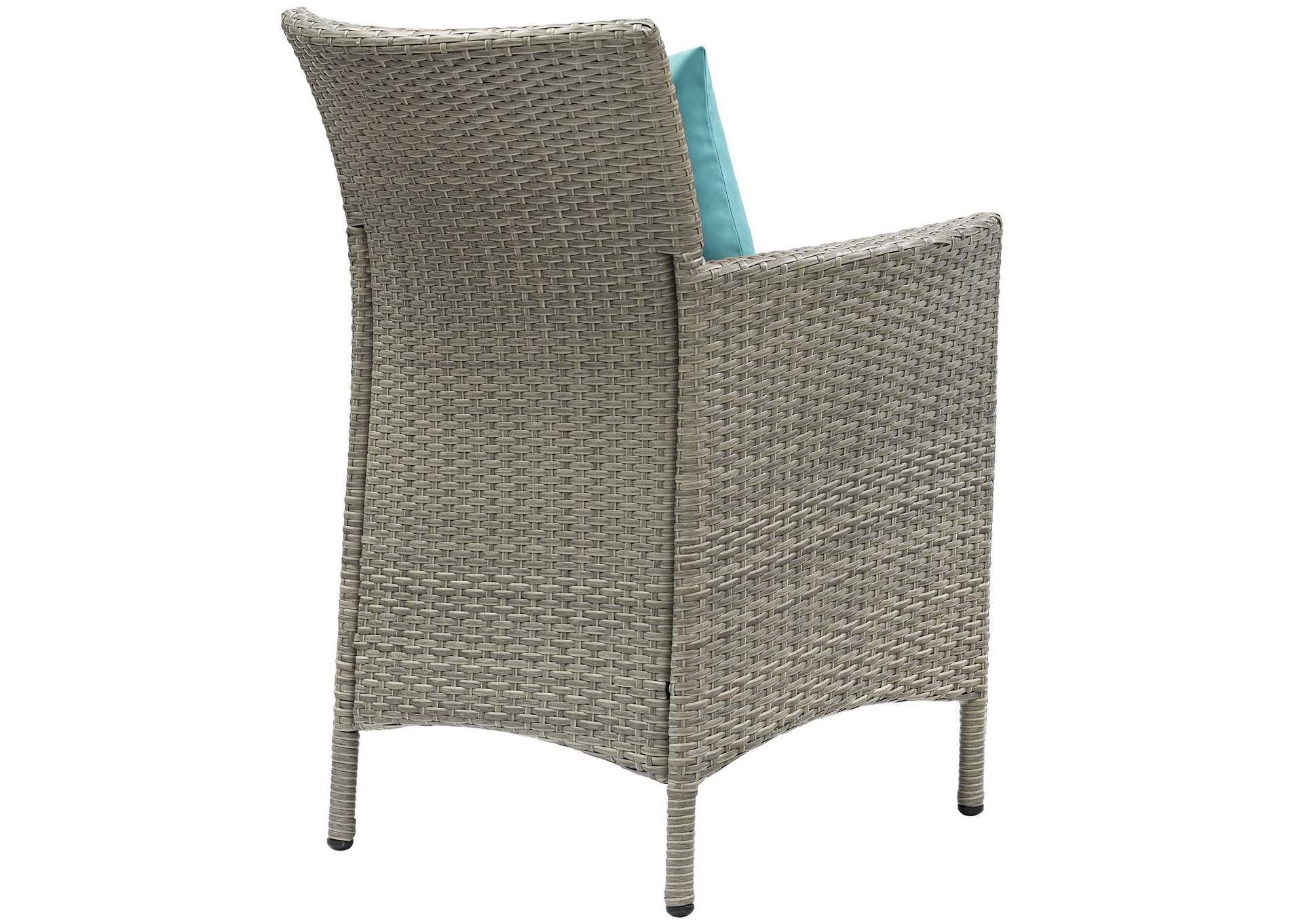 Light Gray Turquoise Conduit 7 Piece Outdoor Patio Wicker Rattan Dining Set,Modway