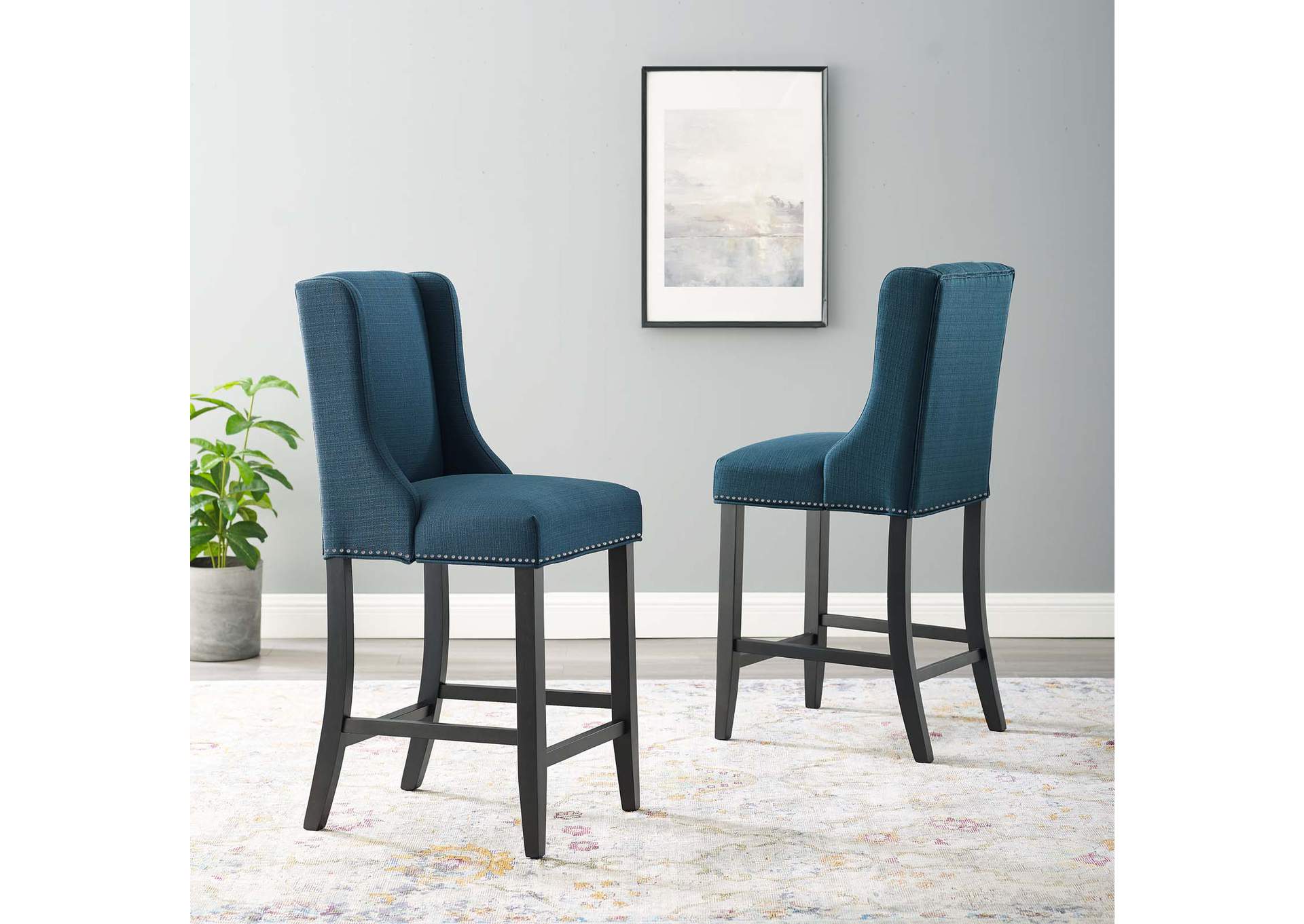 Azure Baron Counter Stool Upholstered Fabric [Set of 2],Modway