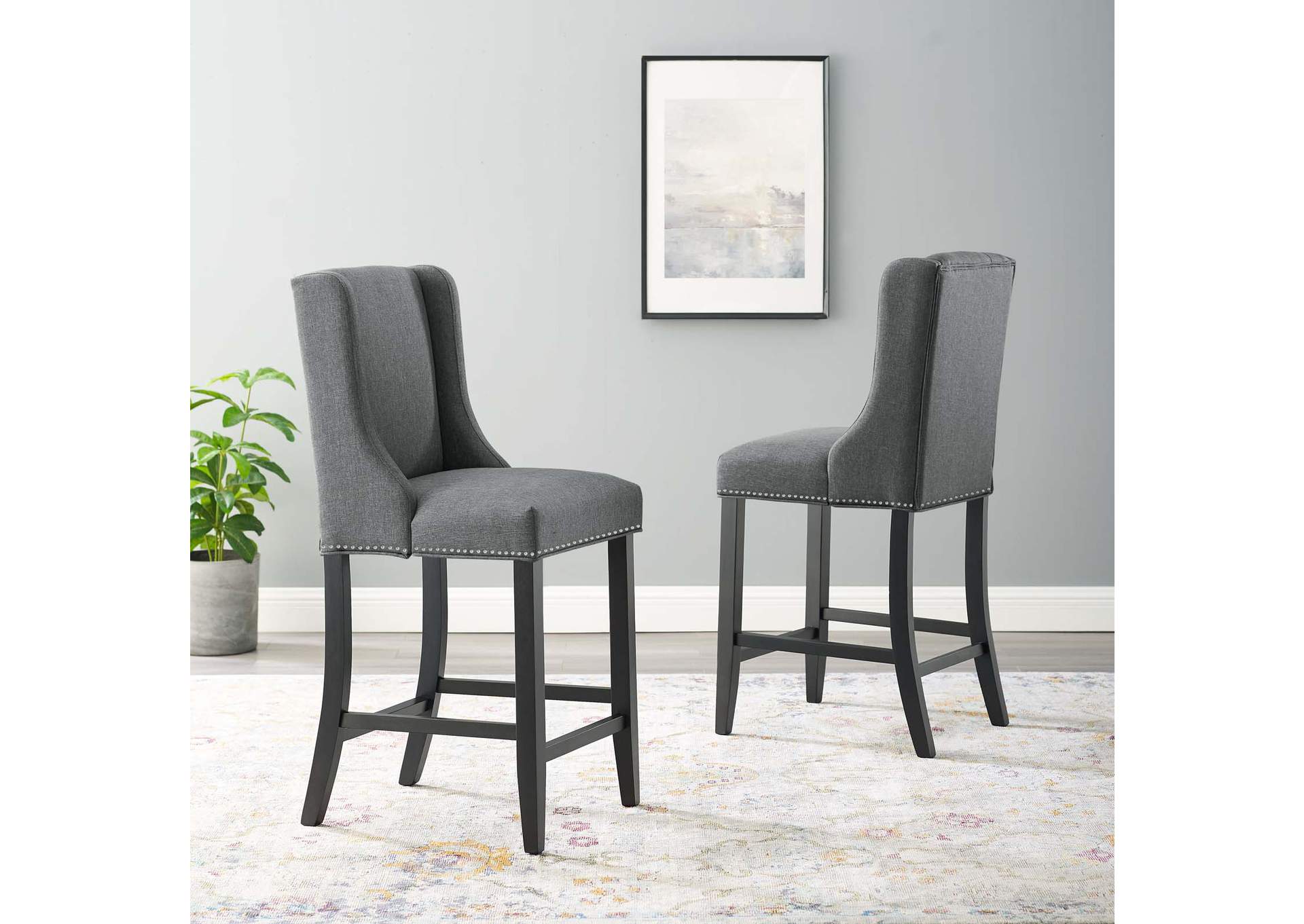 Gray Baron Counter Stool Upholstered Fabric [Set of 2],Modway