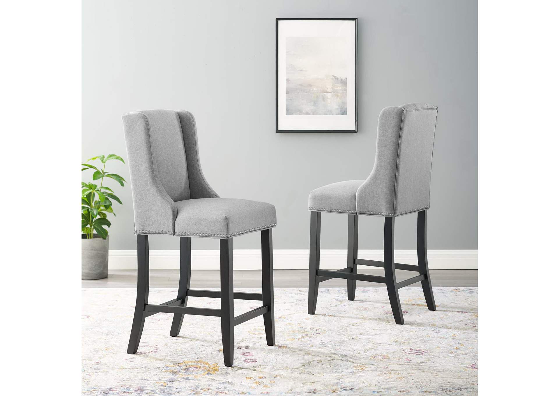 Light Gray Baron Counter Stool Upholstered Fabric [Set of 2],Modway