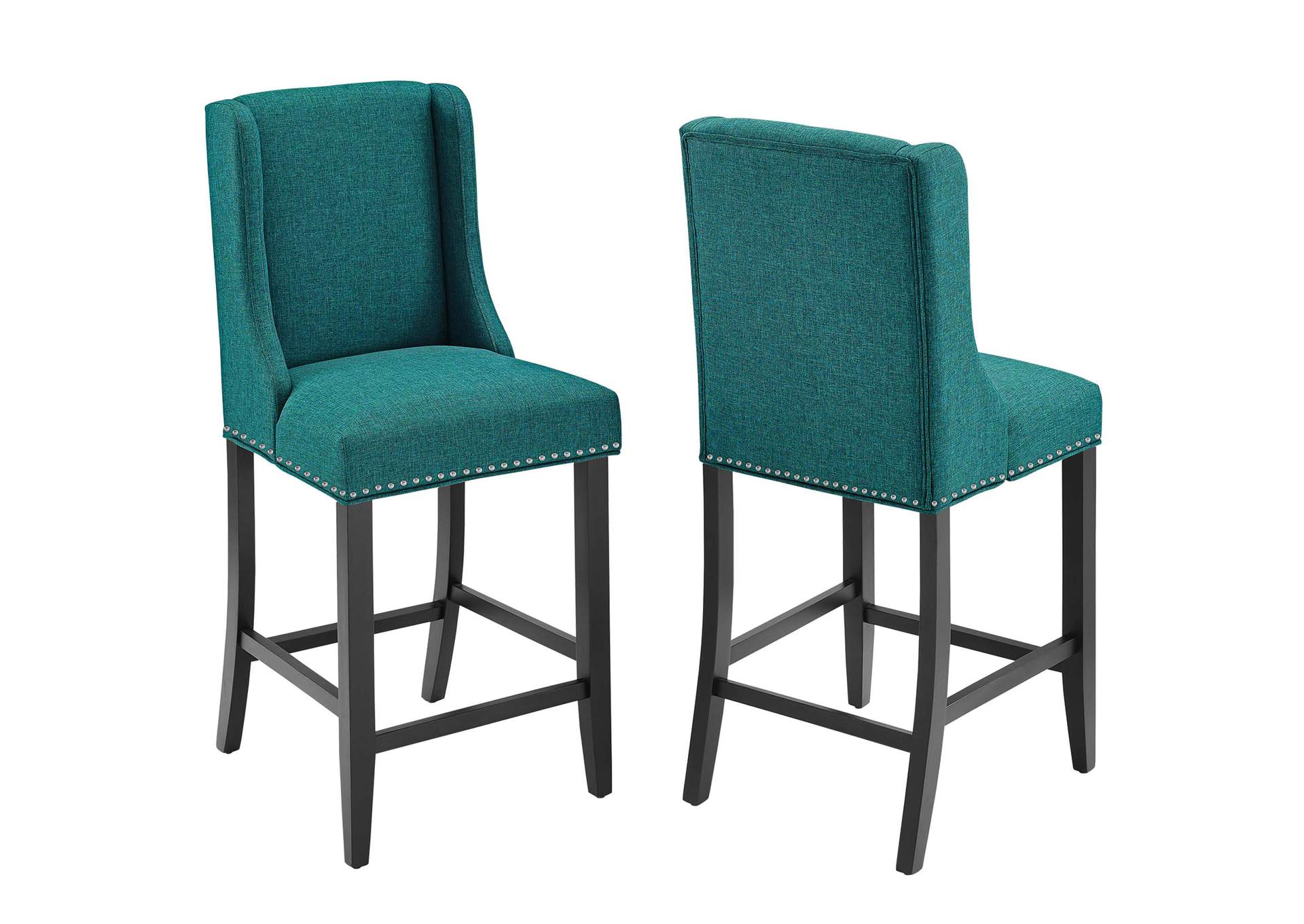 Teal Baron Counter Stool Upholstered Fabric [Set of 2],Modway