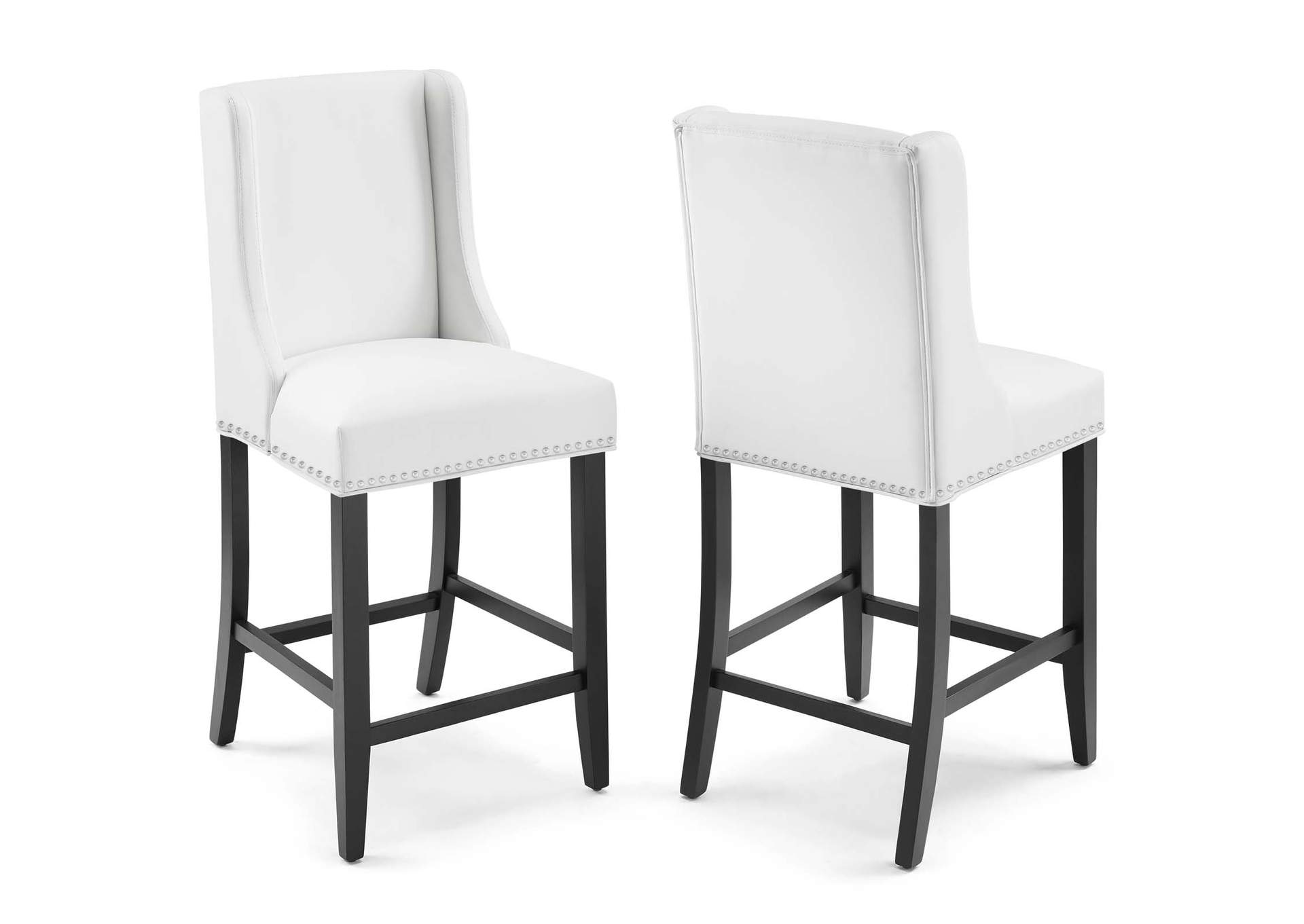 White Baron Counter Stool Faux Leather [Set of 2],Modway