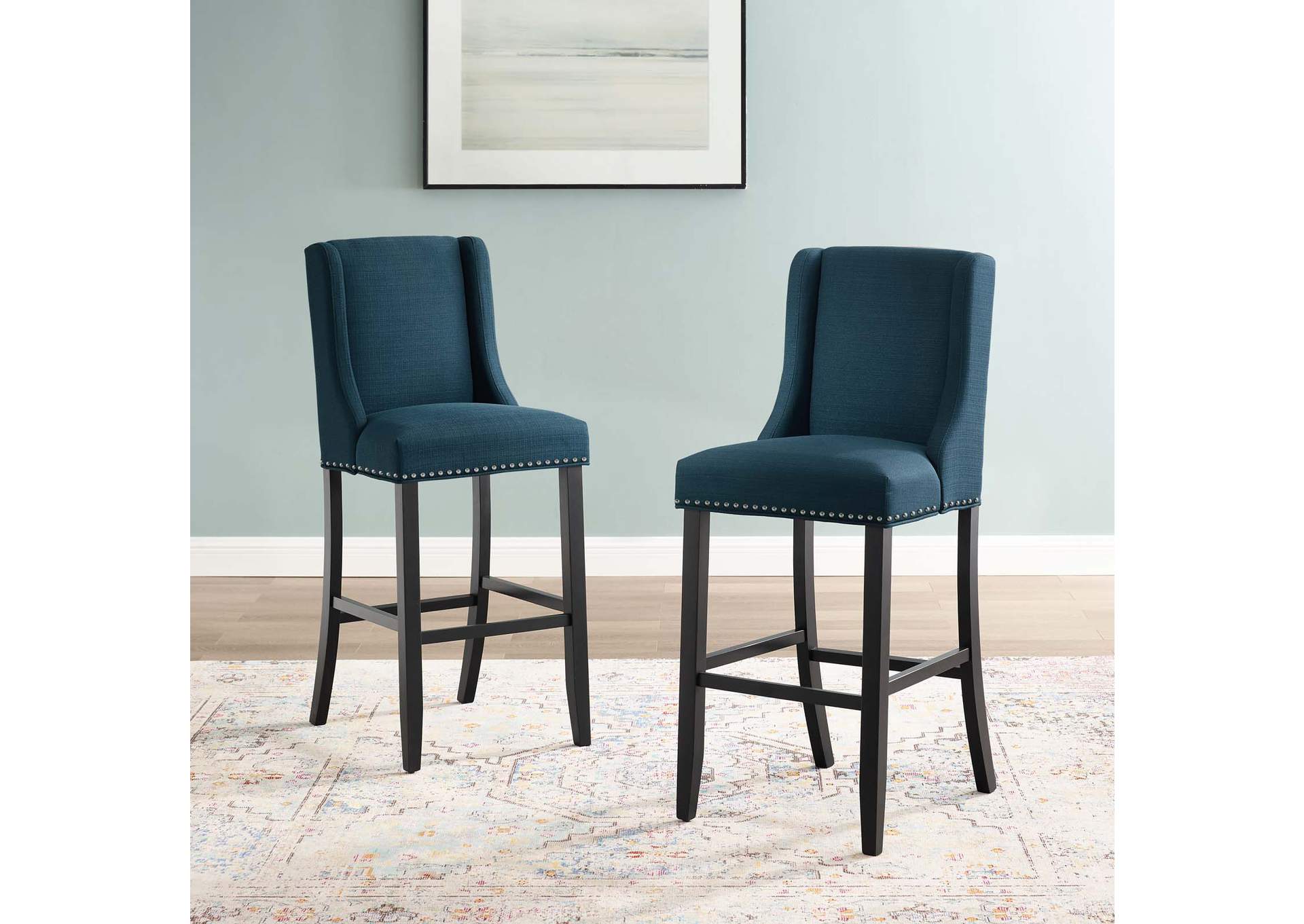 Azure Baron Bar Stool Upholstered Fabric [Set of 2],Modway