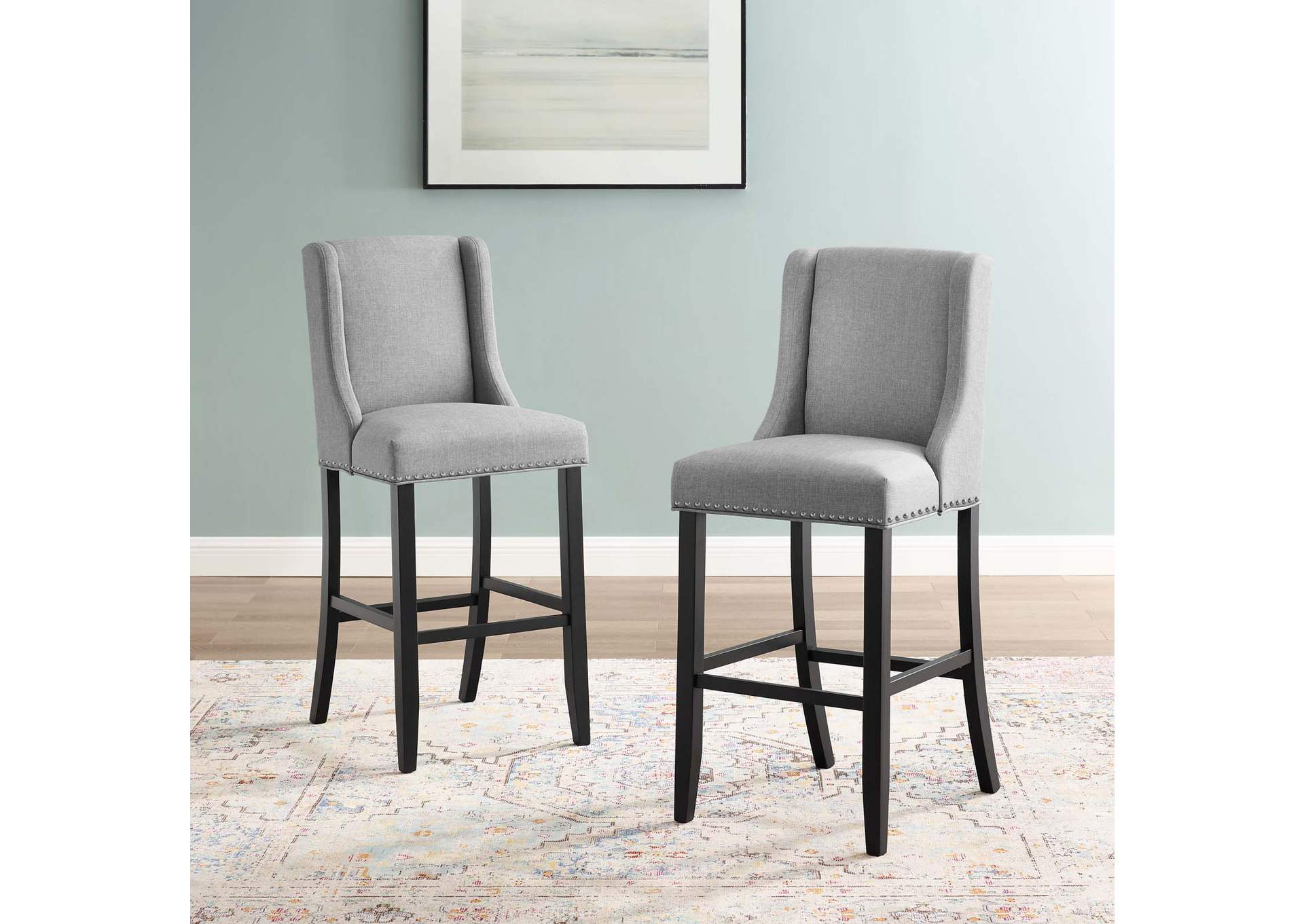 Light Gray Baron Bar Stool Upholstered Fabric [Set of 2],Modway