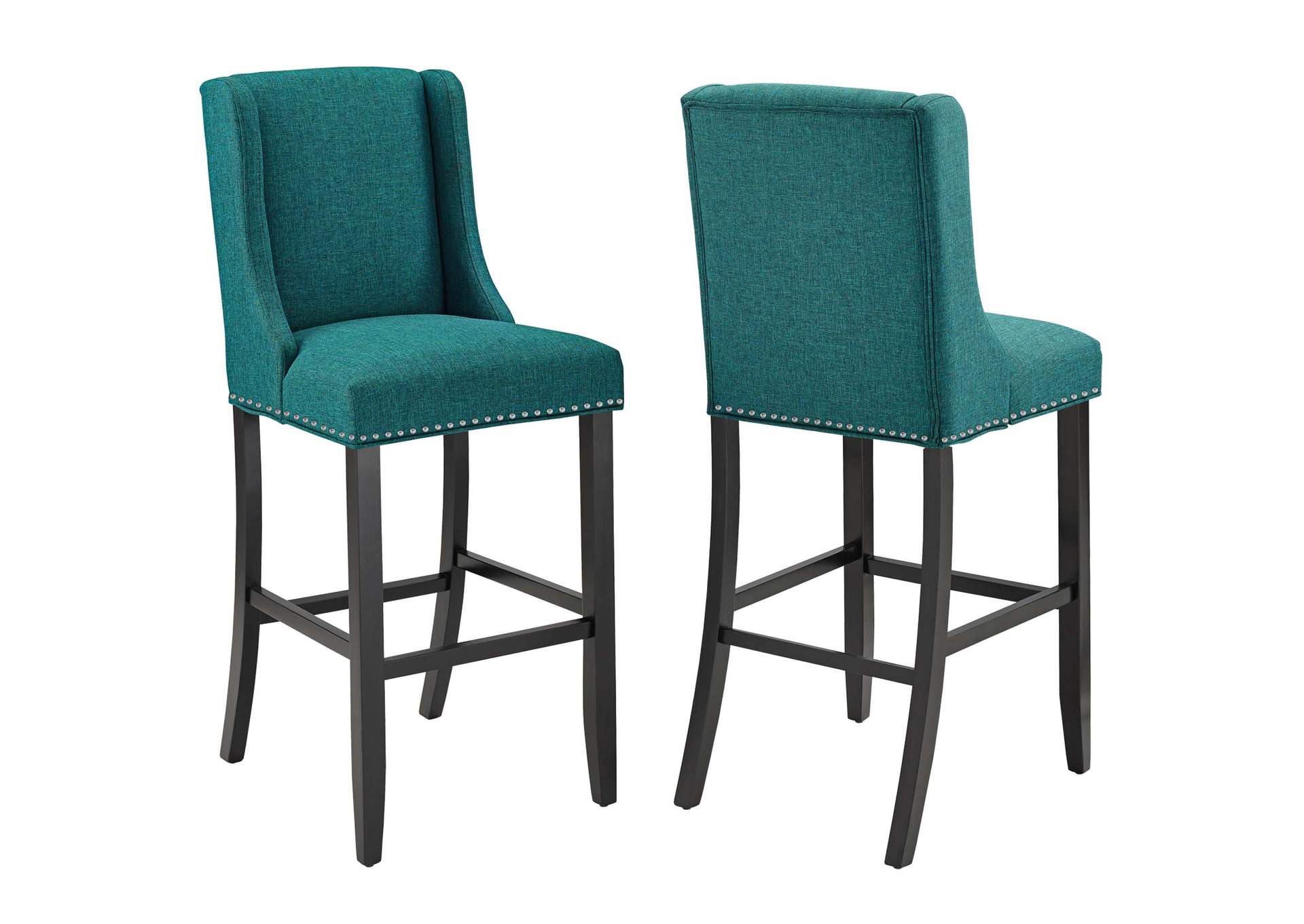 Teal Baron Bar Stool Upholstered Fabric [Set of 2],Modway