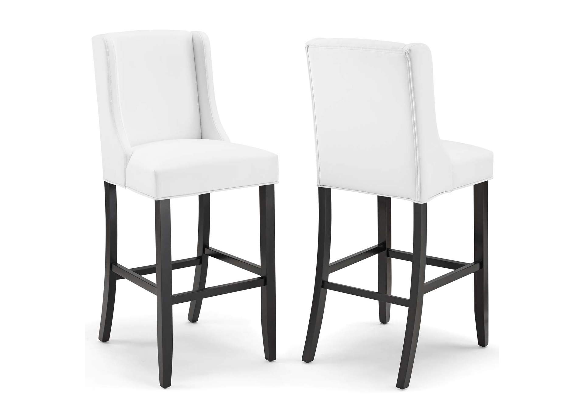 White Baron Bar Stool Faux Leather [Set of 2],Modway