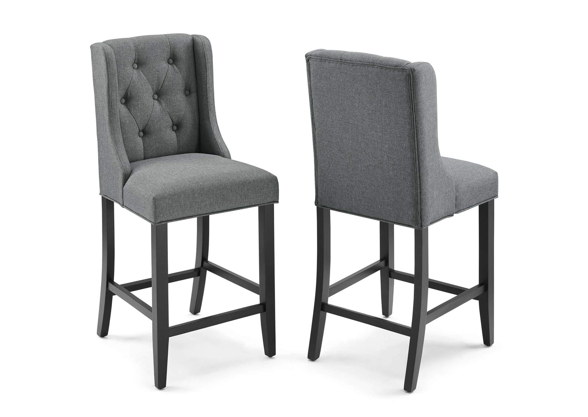 Gray Baronet Counter Bar Stool Upholstered Fabric [Set of 2],Modway