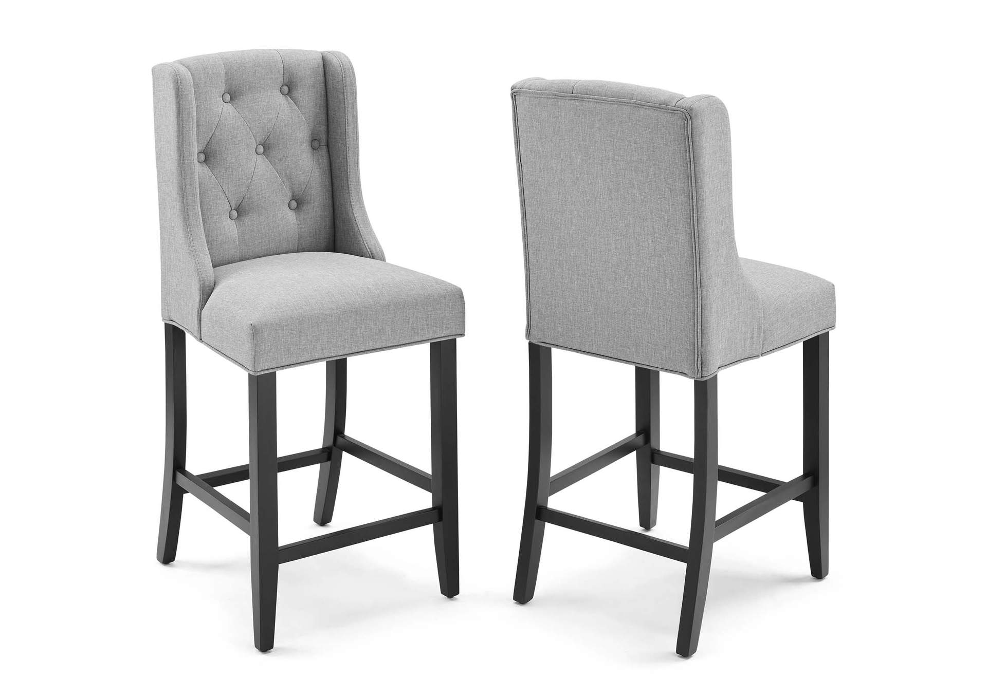 Light Gray Baronet Counter Bar Stool Upholstered Fabric [Set of 2],Modway