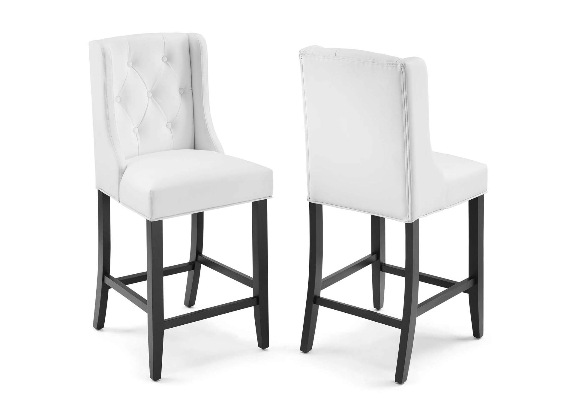 White Baronet Counter Bar Stool Faux Leather [Set of 2],Modway