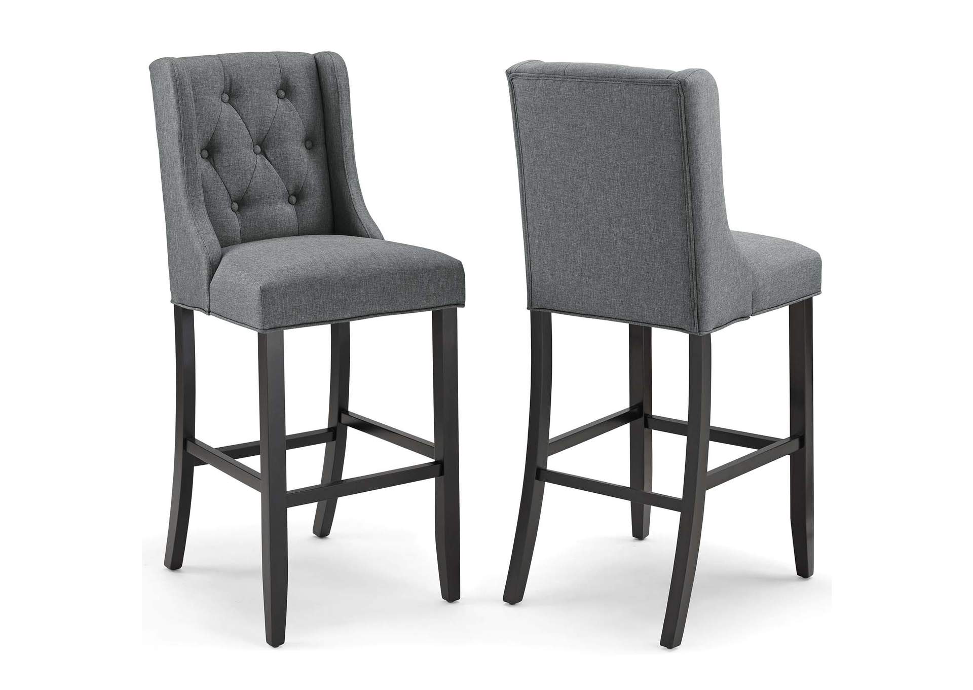 Gray Baronet Bar Stool Upholstered Fabric [Set of 2],Modway