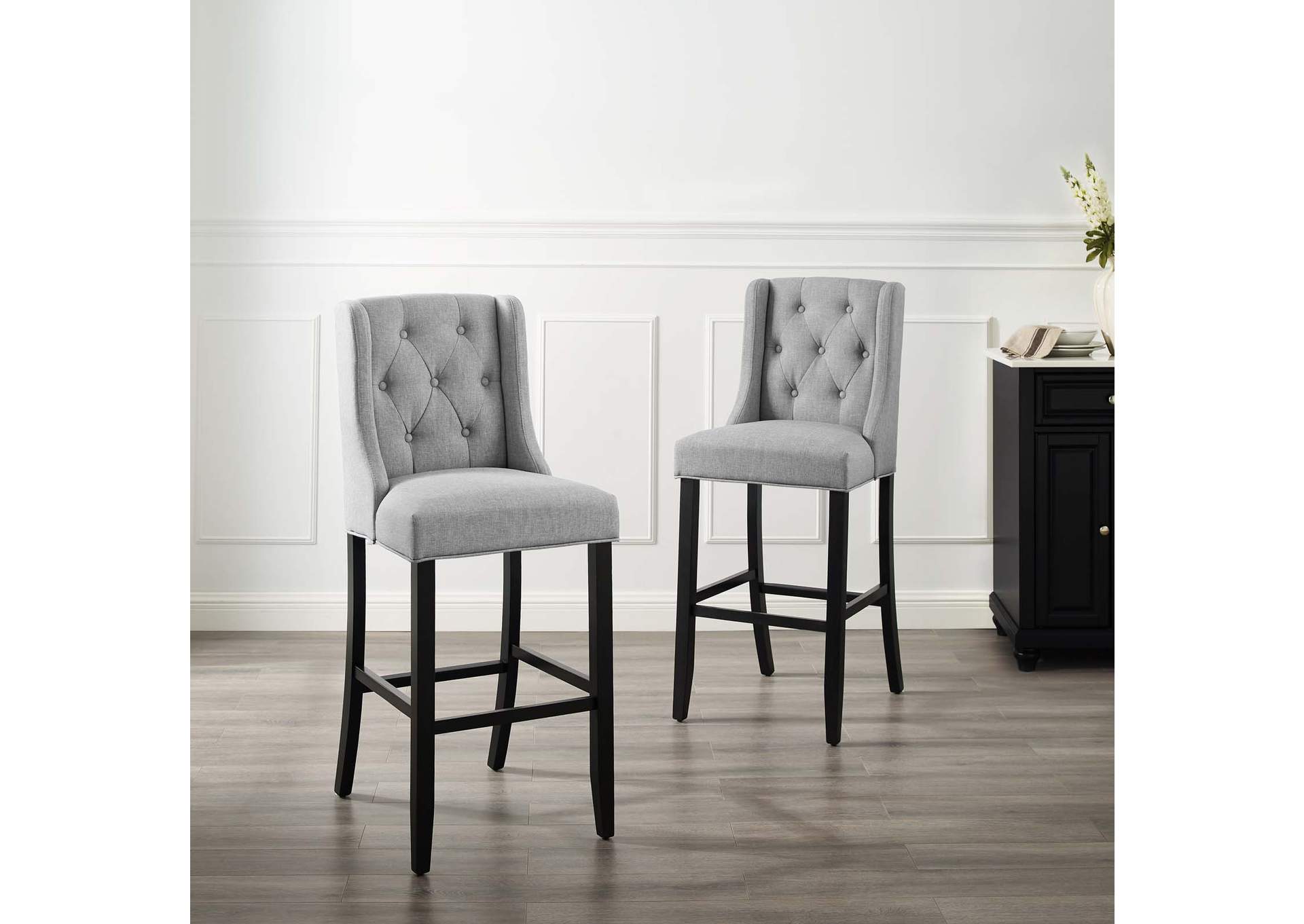Light Gray Baronet Bar Stool Upholstered Fabric [Set of 2],Modway