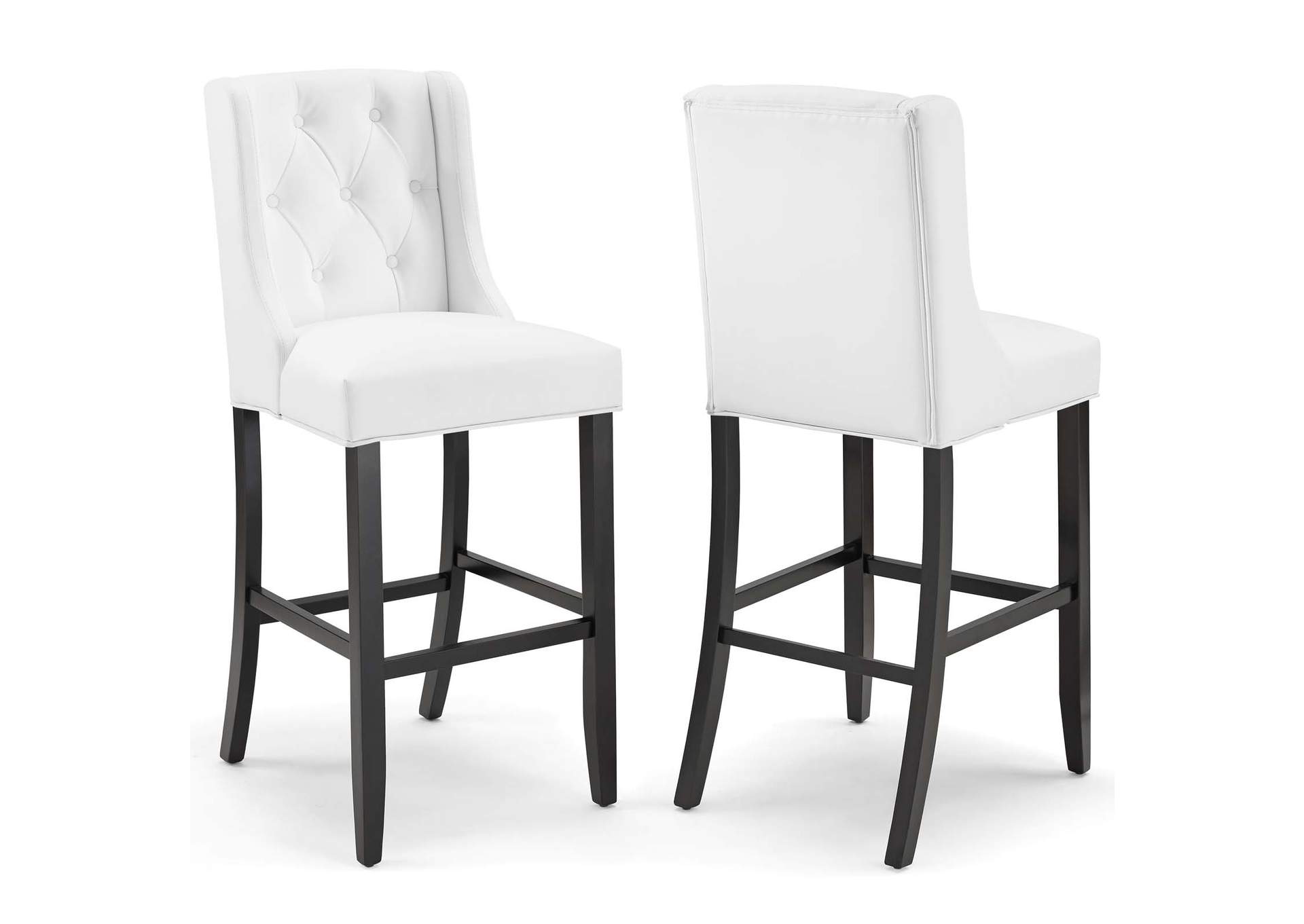 White Baronet Bar Stool Faux Leather [Set of 2],Modway