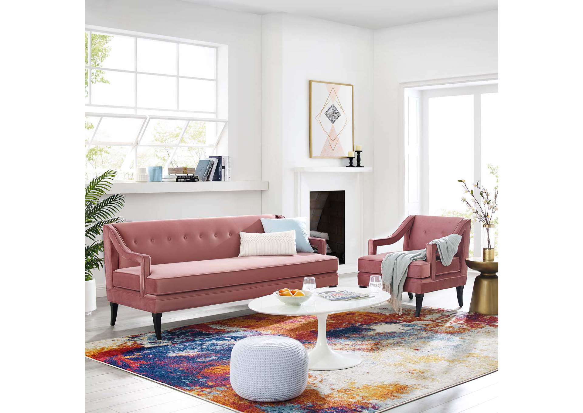 Dusty Rose Concur Living Room Set Performance Velvet [Set of 2],Modway