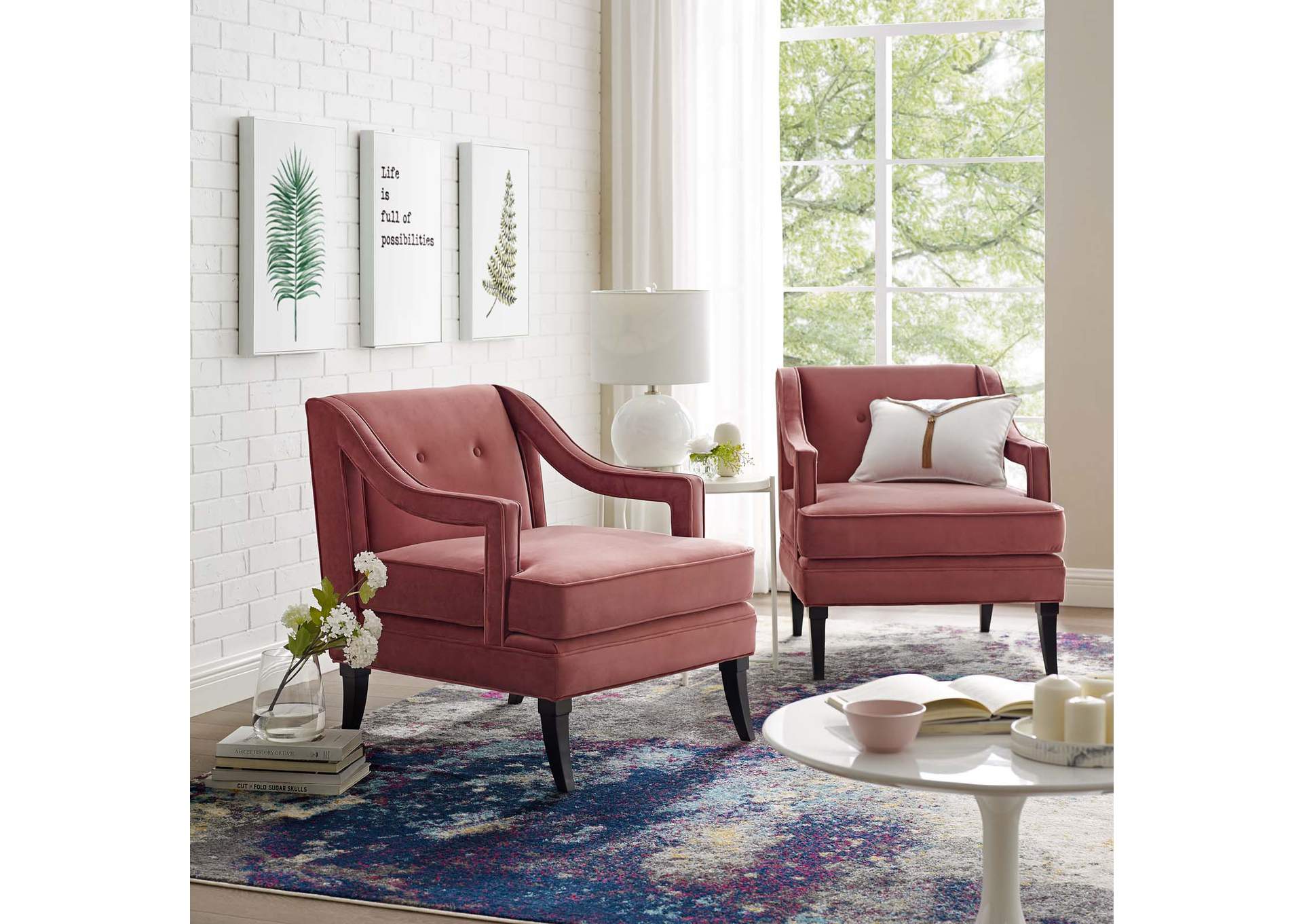 Dusty Rose Concur Living Room Set Performance Velvet [Set of 2],Modway
