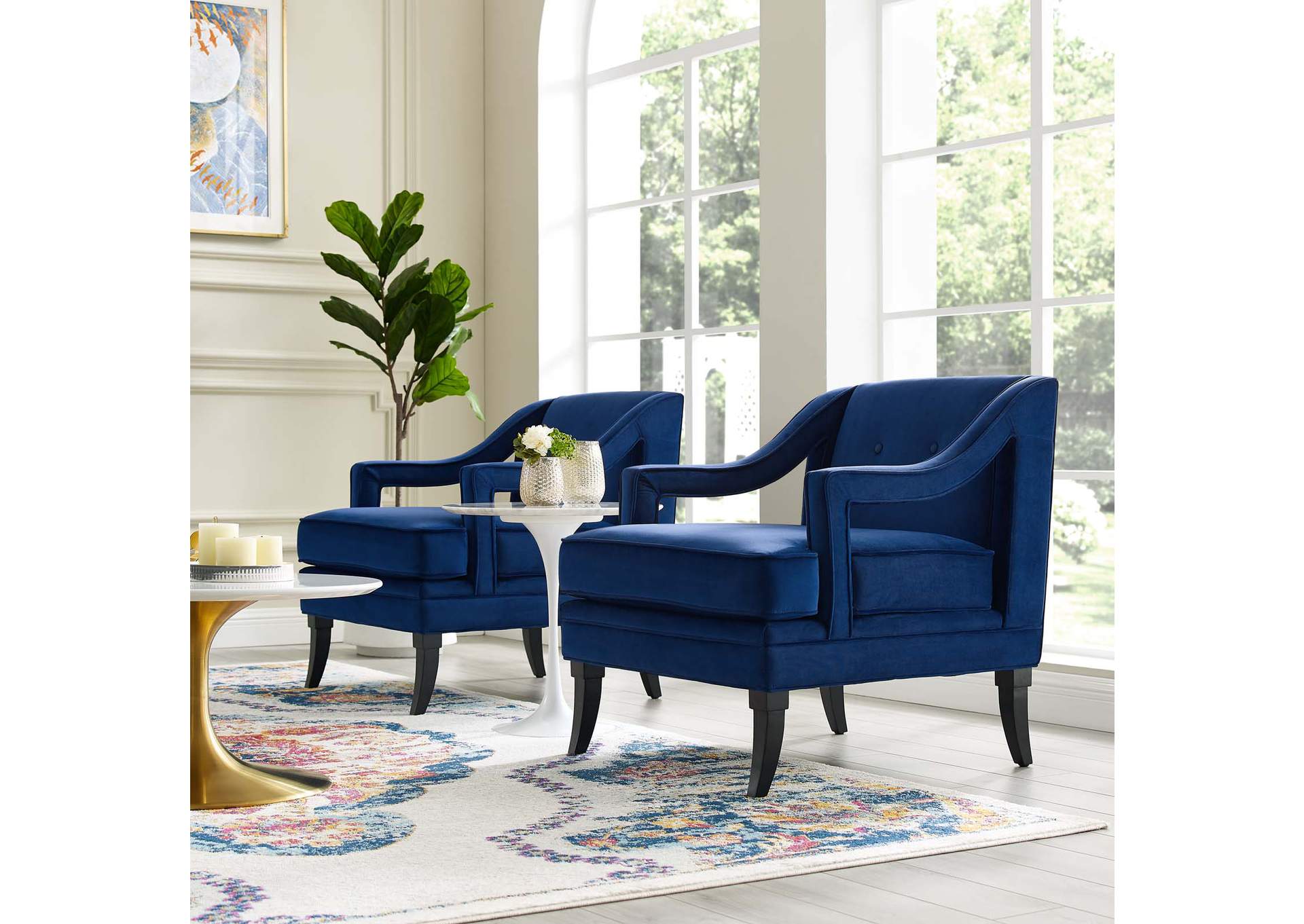 Navy Concur Living Room Set Performance Velvet [Set of 2],Modway