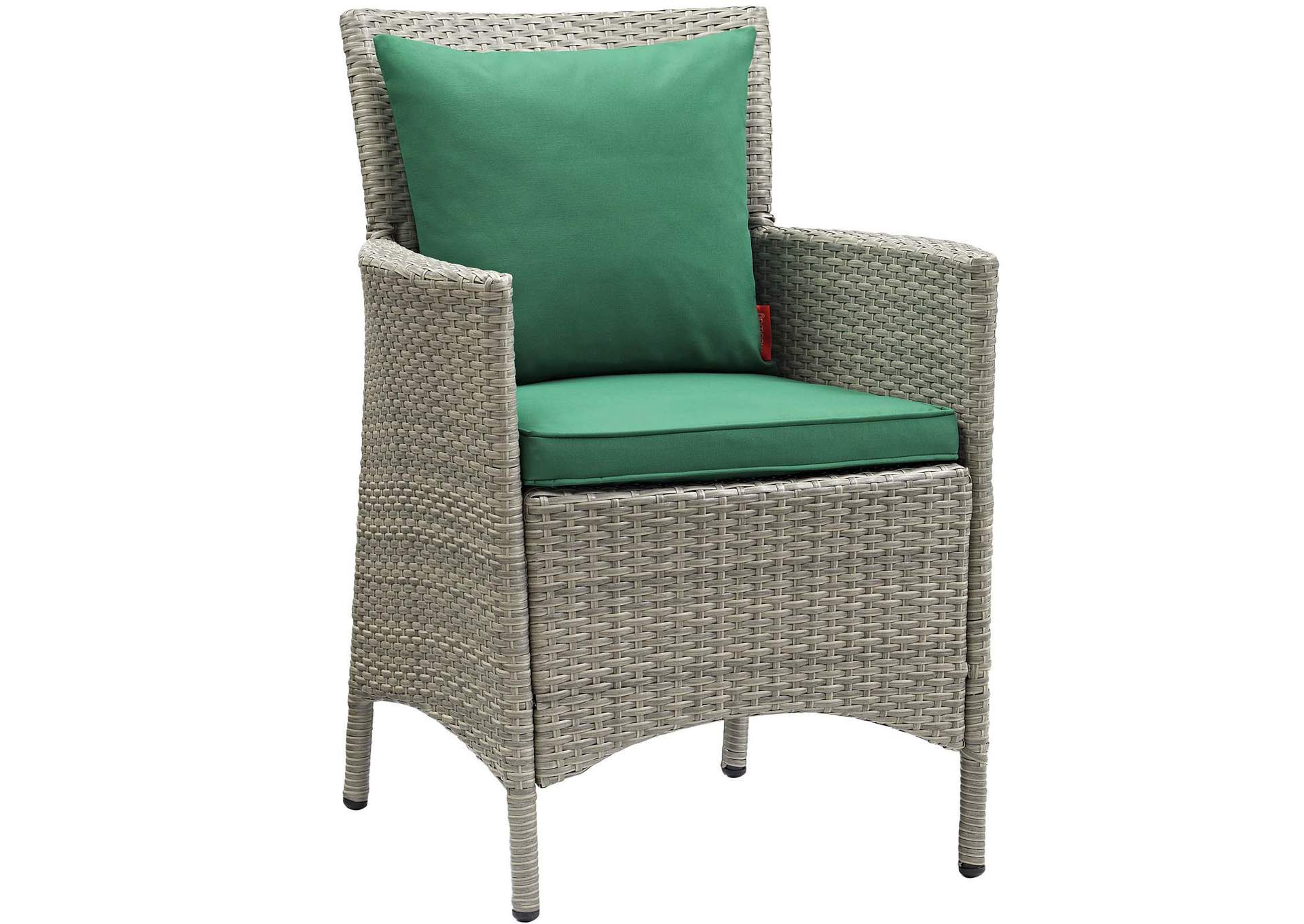 Light Gray Green Conduit Outdoor Patio Wicker Rattan Arm Dining Chair [Set of 2],Modway