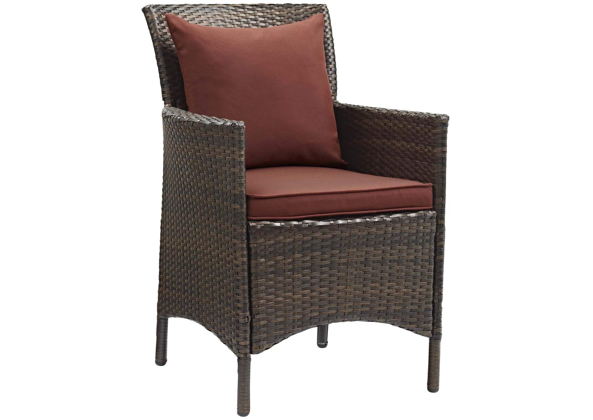 Brown Currant Conduit Outdoor Patio Wicker Rattan Arm Dining Chair [Set of 2],Modway