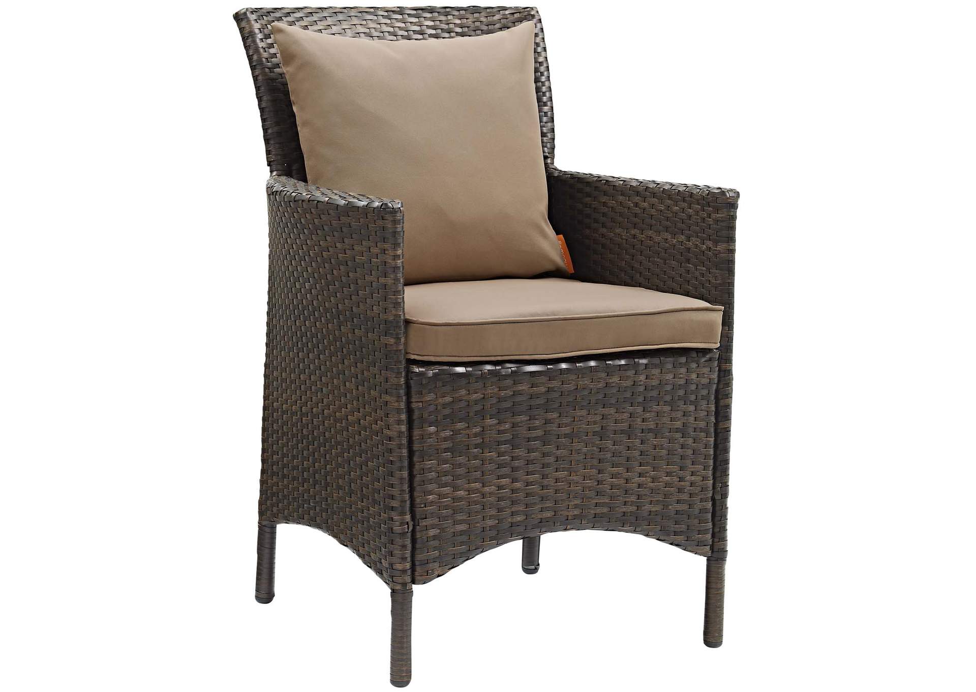 Brown Mocha Conduit Outdoor Patio Wicker Rattan Arm Dining Chair [Set of 2],Modway