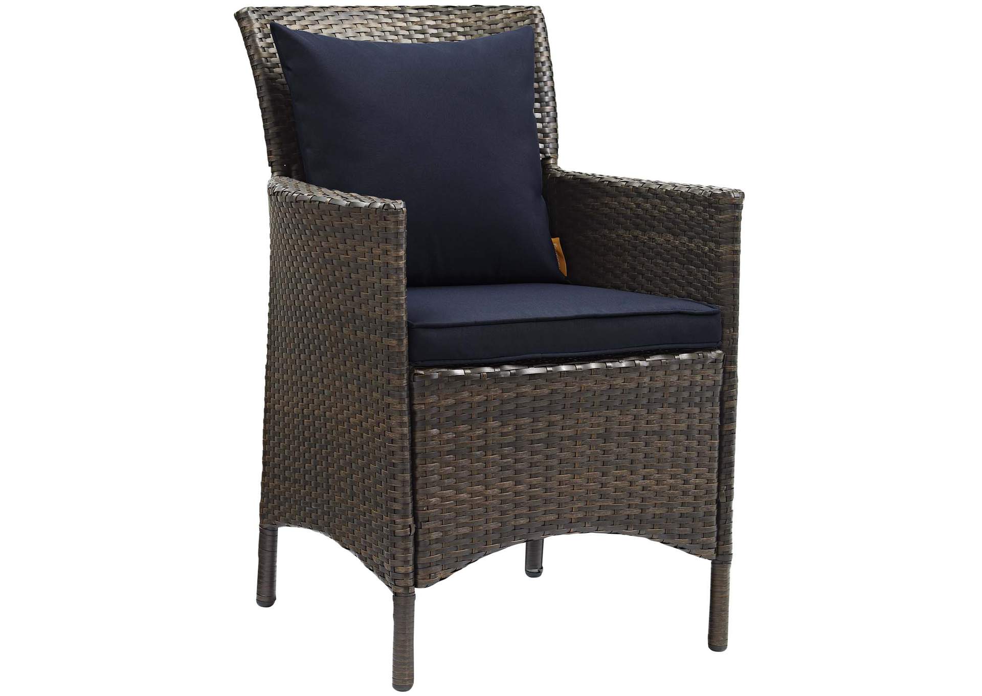 Brown Navy Conduit Outdoor Patio Wicker Rattan Arm Dining Chair [Set of 2],Modway