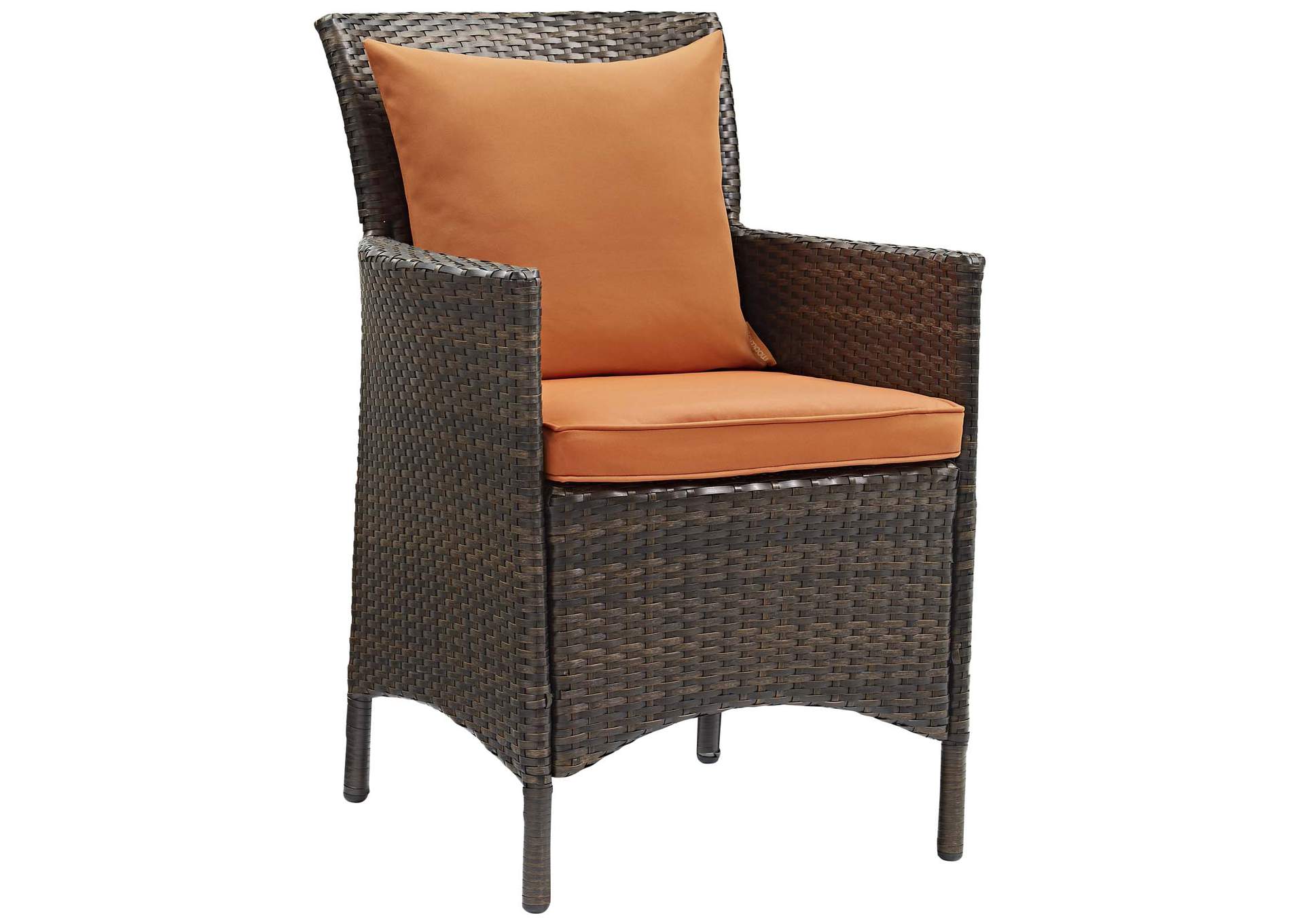 Brown Orange Conduit Outdoor Patio Wicker Rattan Arm Dining Chair [Set of 2],Modway