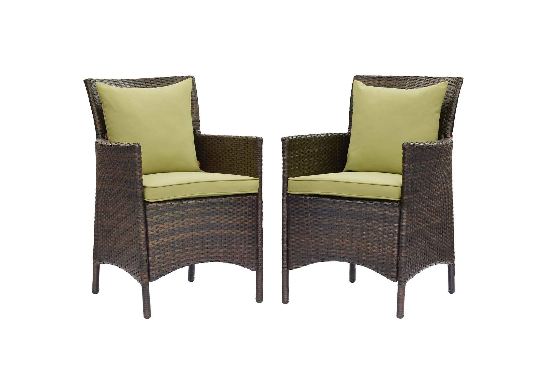 Brown Peridot Conduit Outdoor Patio Wicker Rattan Arm Dining Chair [Set of 2],Modway