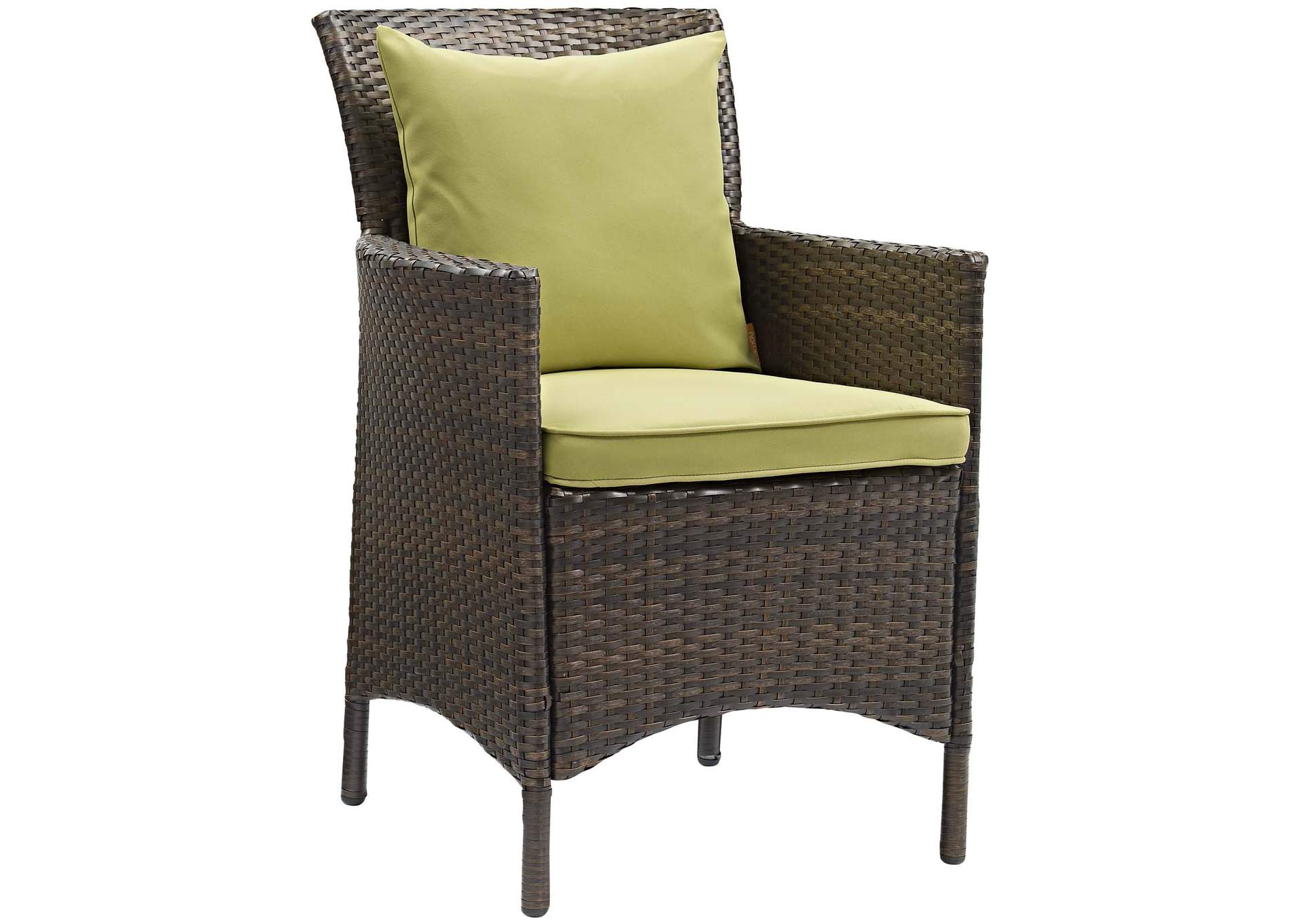 Brown Peridot Conduit Outdoor Patio Wicker Rattan Arm Dining Chair [Set of 2],Modway
