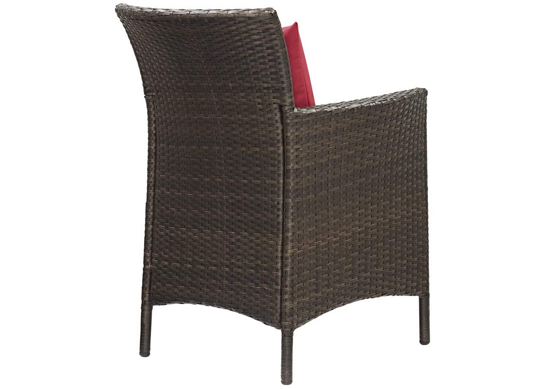 Brown Red Conduit Outdoor Patio Wicker Rattan Arm Dining Chair [Set of 2],Modway