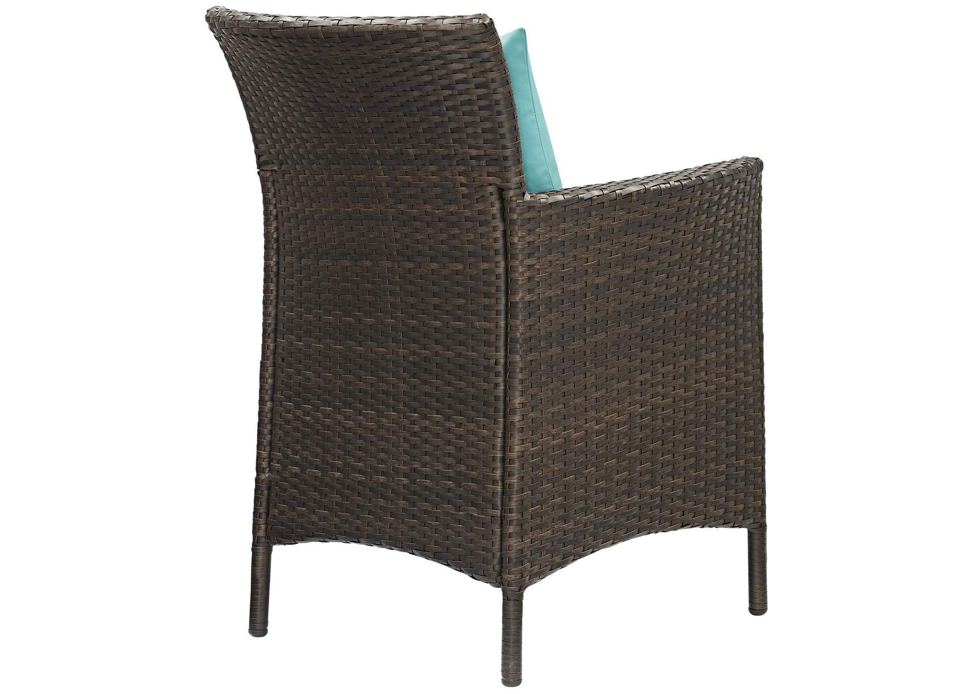 Brown Turquoise Conduit Outdoor Patio Wicker Rattan Arm Dining Chair [Set of 2],Modway