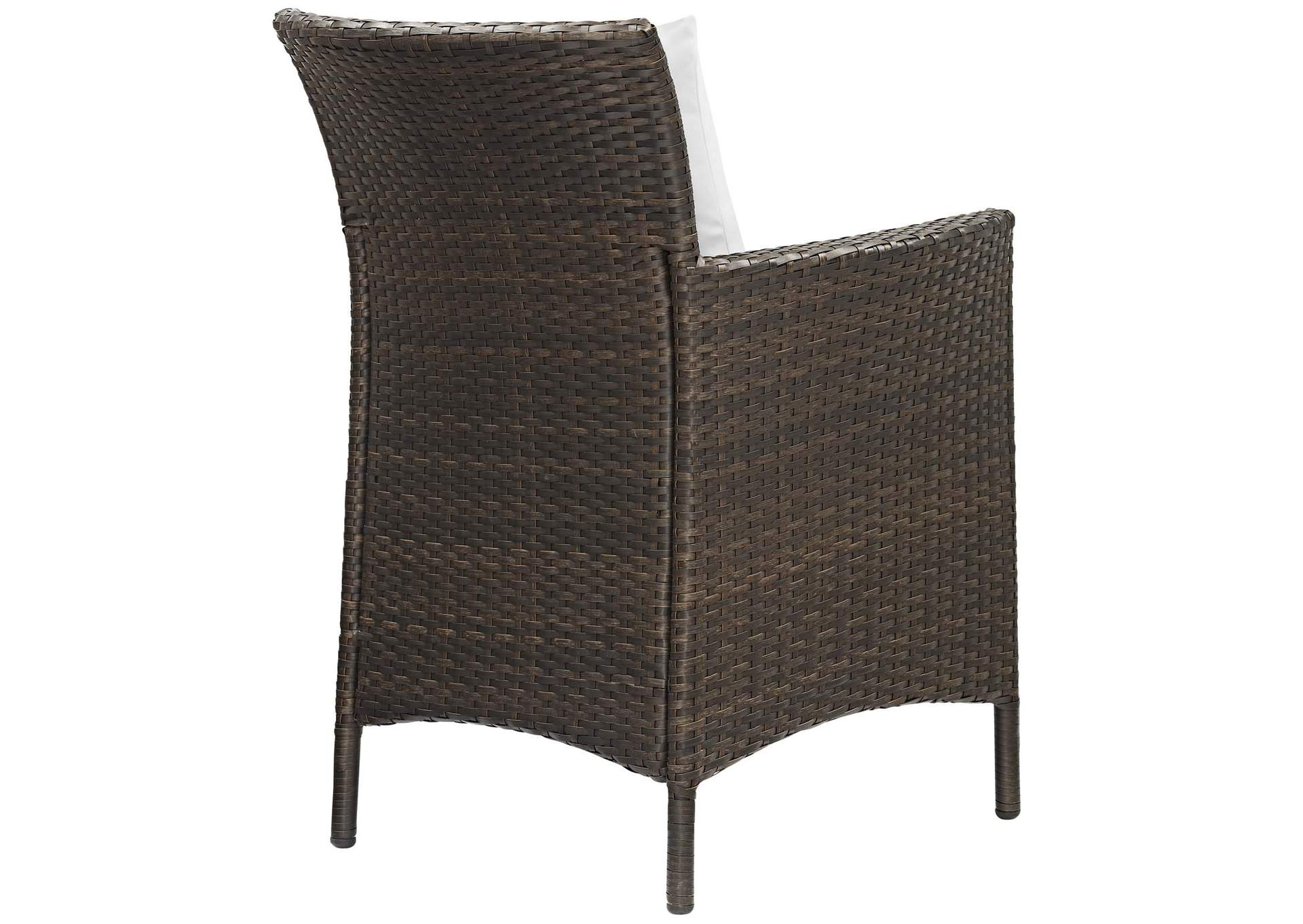 Brown White Conduit Outdoor Patio Wicker Rattan Arm Dining Chair [Set of 4],Modway
