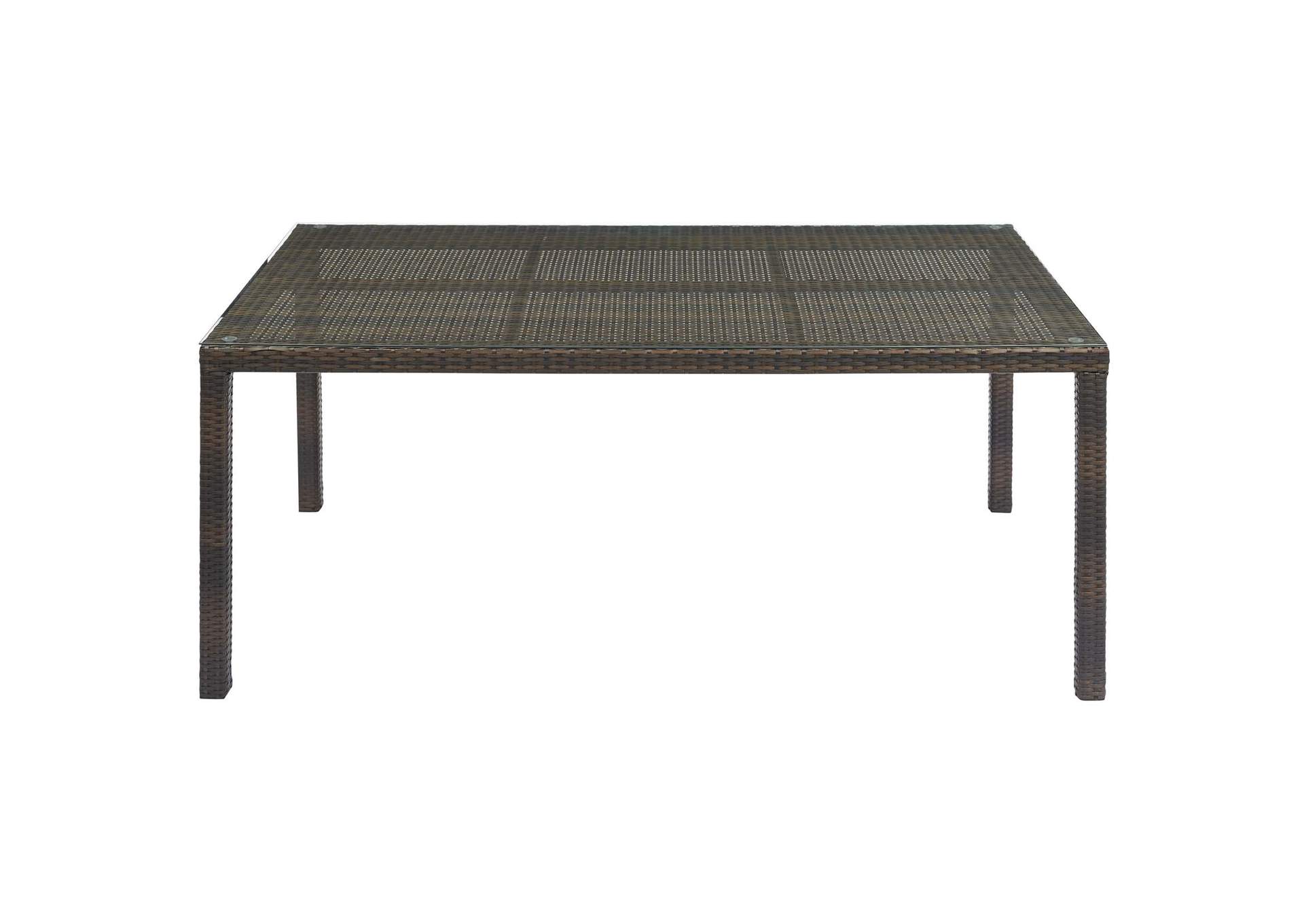 Brown Beige Conduit 7 Piece Outdoor Patio Wicker Rattan Dining Set,Modway