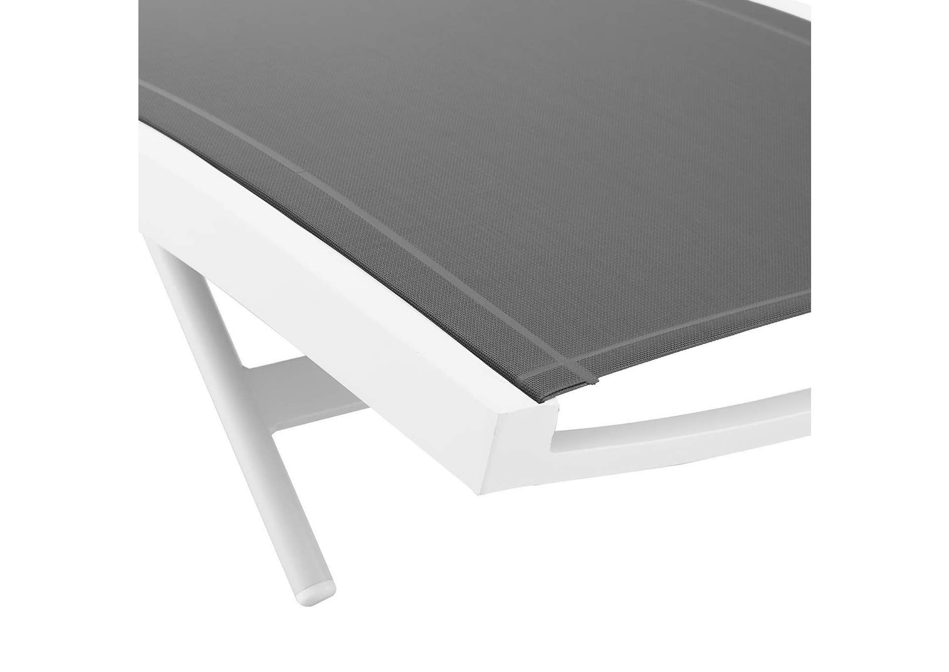 White Gray Glimpse Outdoor Patio Mesh Chaise Lounge [Set of 2],Modway