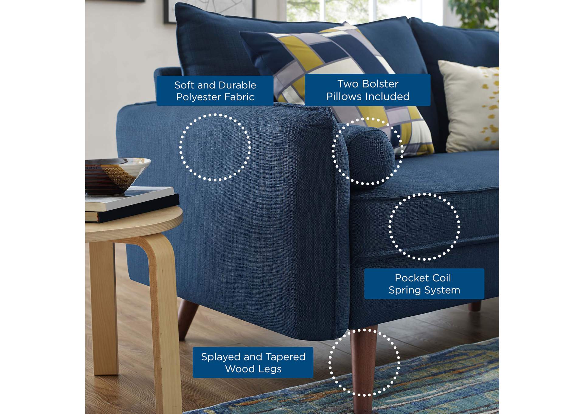 Azure Revive Upholstered Fabric Sofa and Loveseat Set,Modway