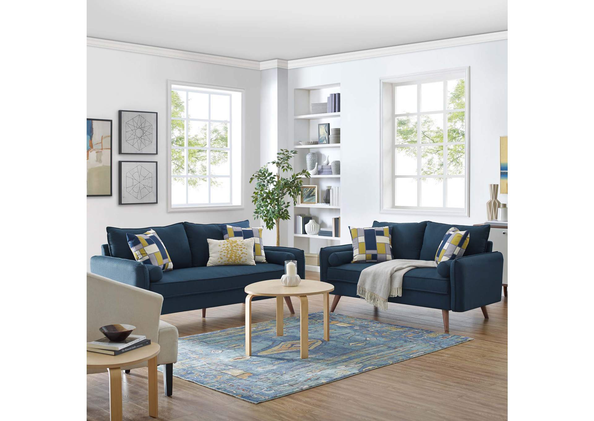Azure Revive Upholstered Fabric Sofa and Loveseat Set,Modway