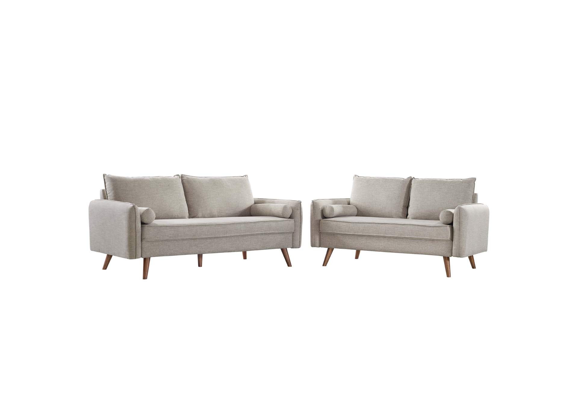 Beige Revive Upholstered Fabric Sofa and Loveseat Set,Modway