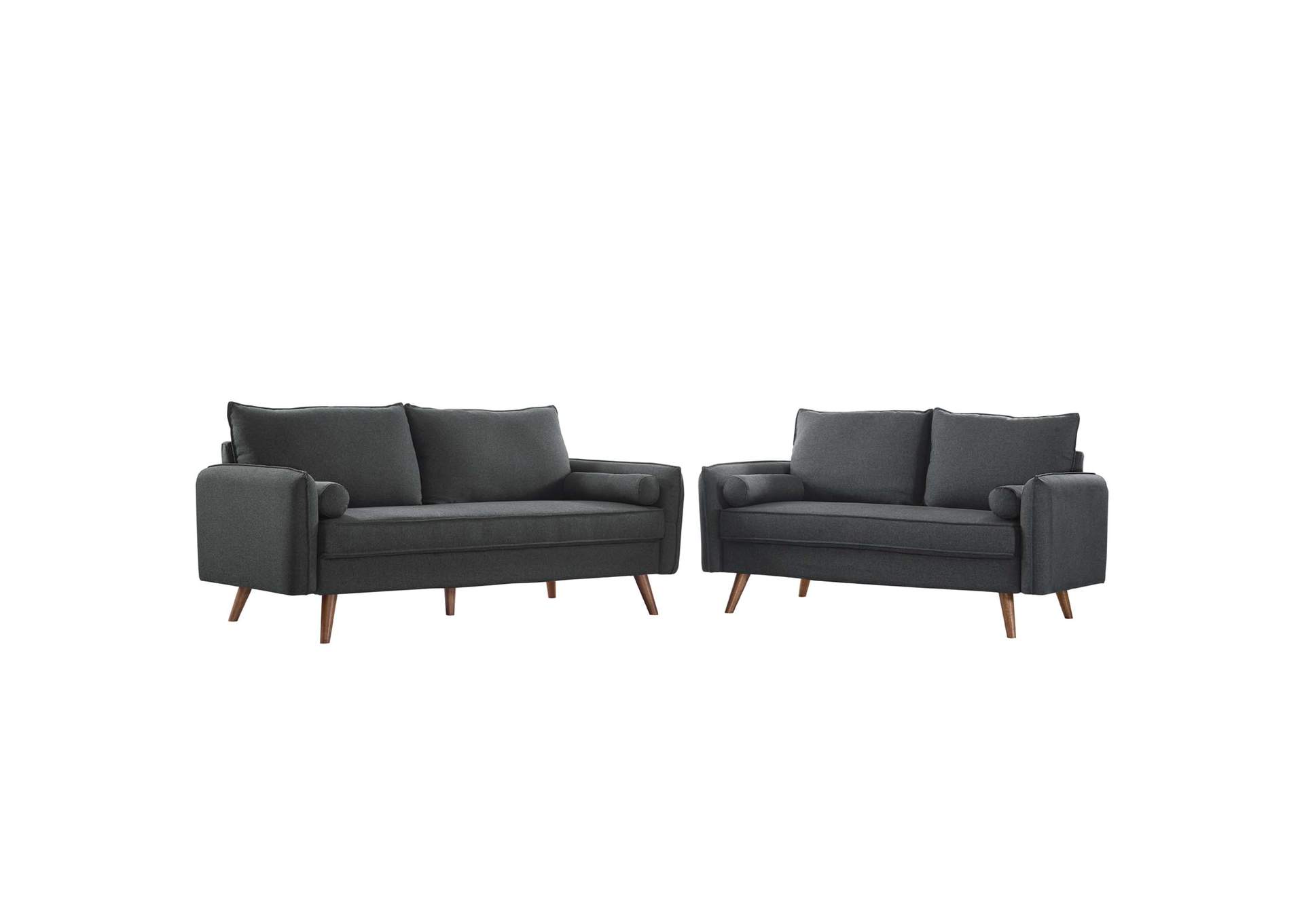 Gray Revive Upholstered Fabric Sofa and Loveseat Set,Modway