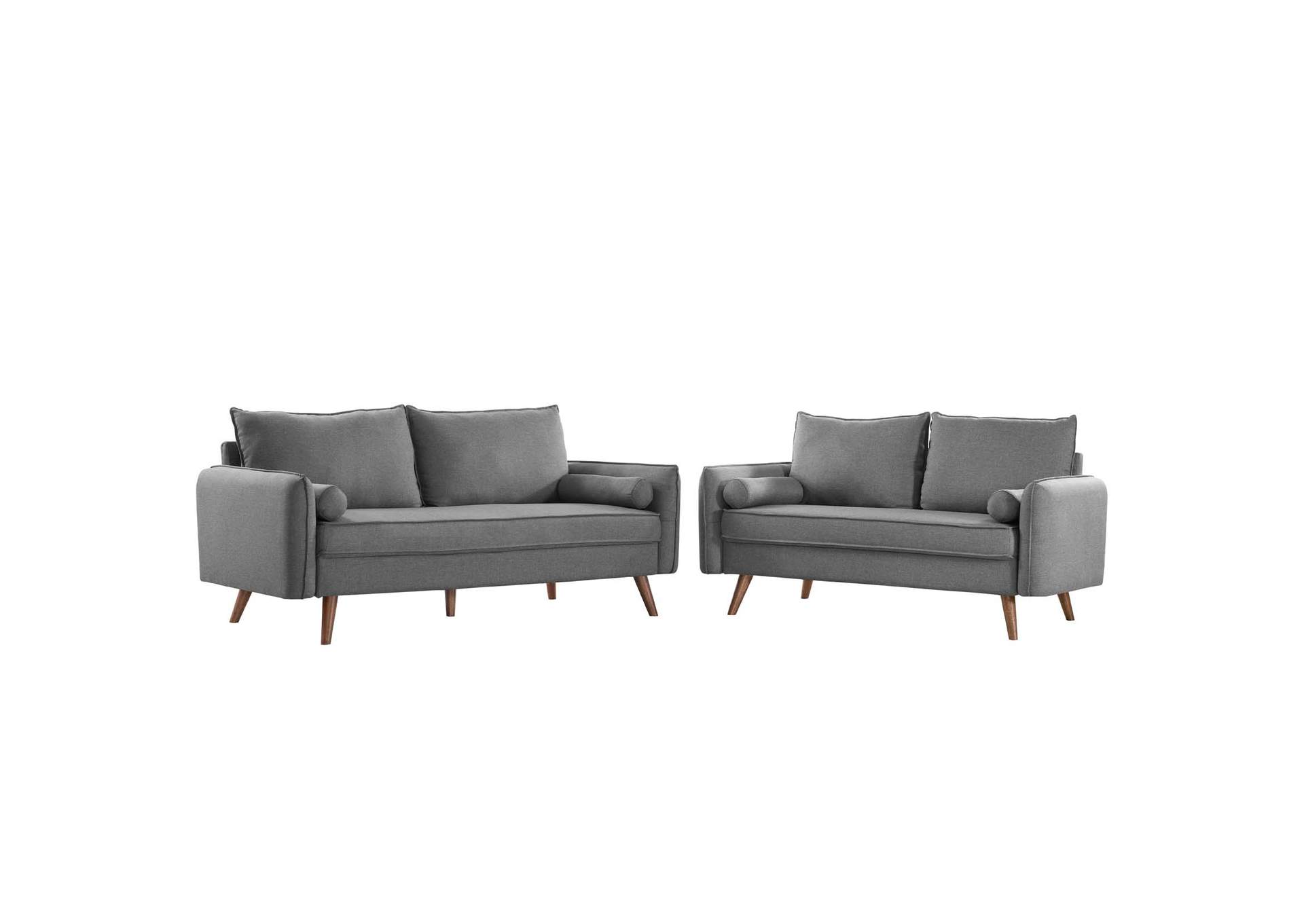 Light gray Revive Upholstered Fabric Sofa and Loveseat Set,Modway