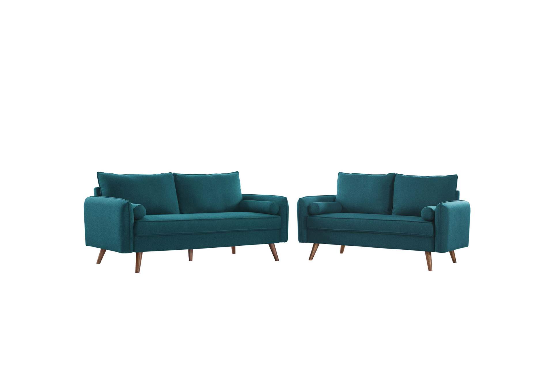 Teal Revive Upholstered Fabric Sofa and Loveseat Set,Modway