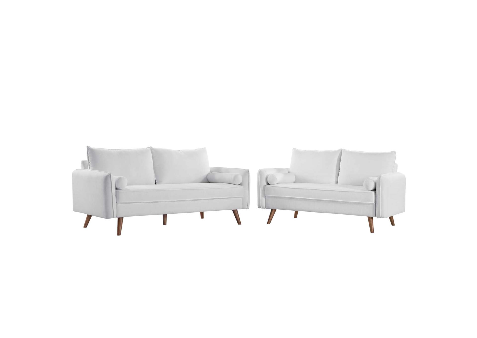 White Revive Upholstered Fabric Sofa and Loveseat Set,Modway