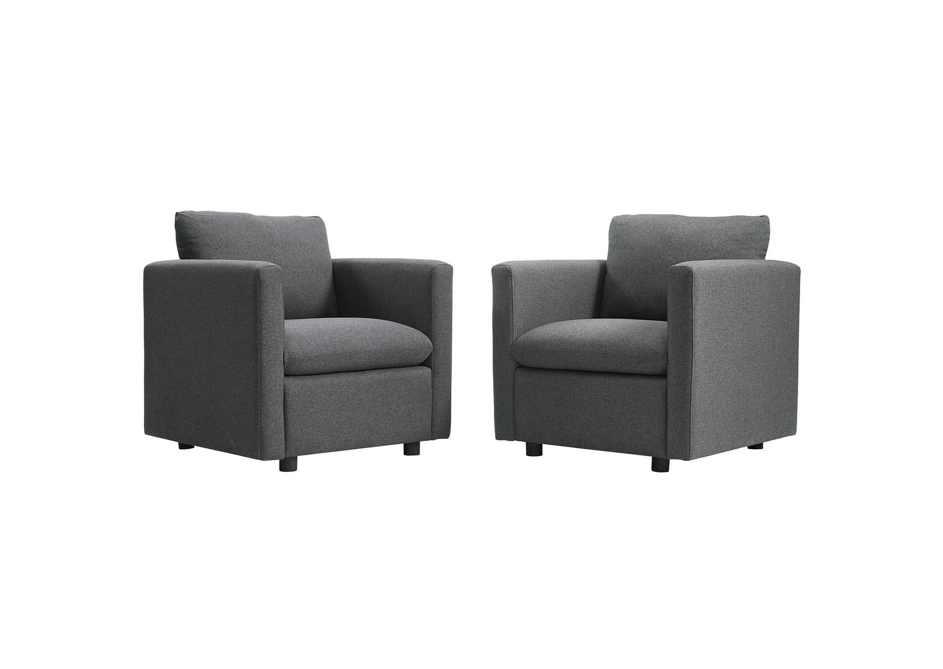 Gray Activate Upholstered Fabric Arm Chair [Set of 2],Modway