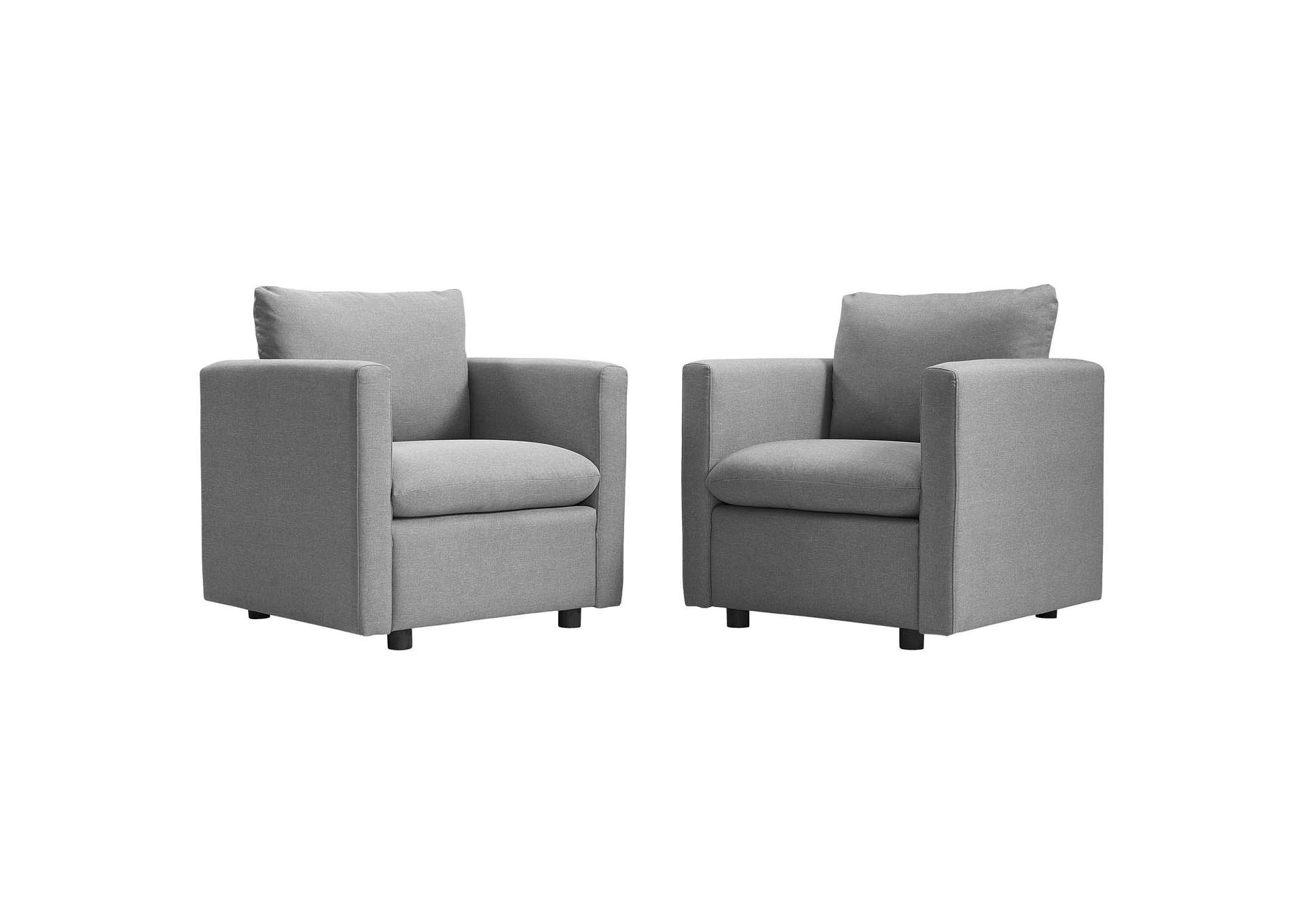 Light Gray Activate Upholstered Fabric Arm Chair [Set of 2],Modway