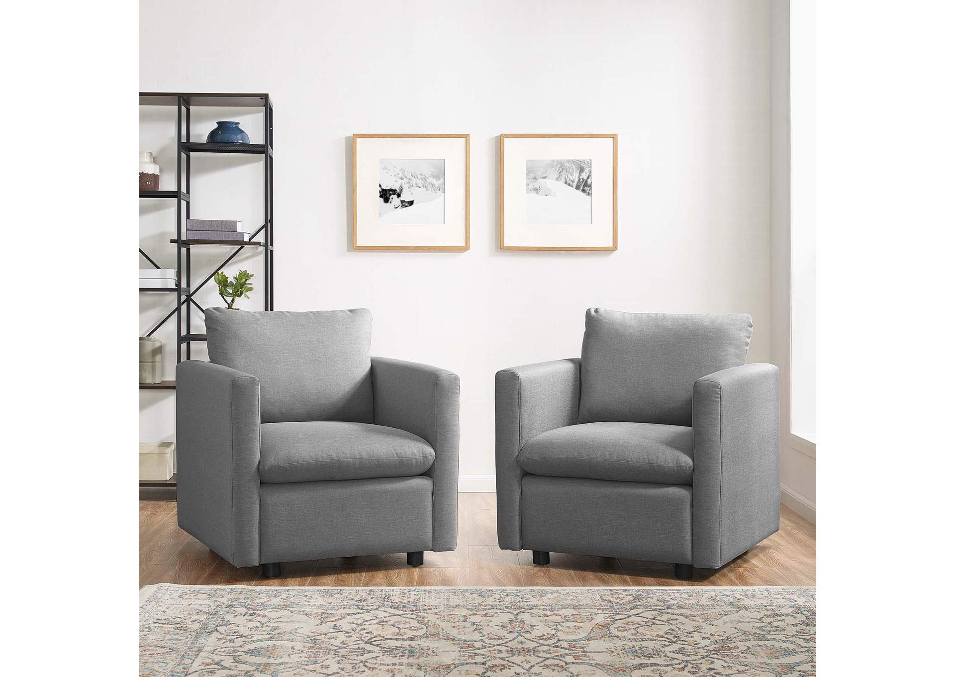 Light Gray Activate Upholstered Fabric Arm Chair [Set of 2],Modway