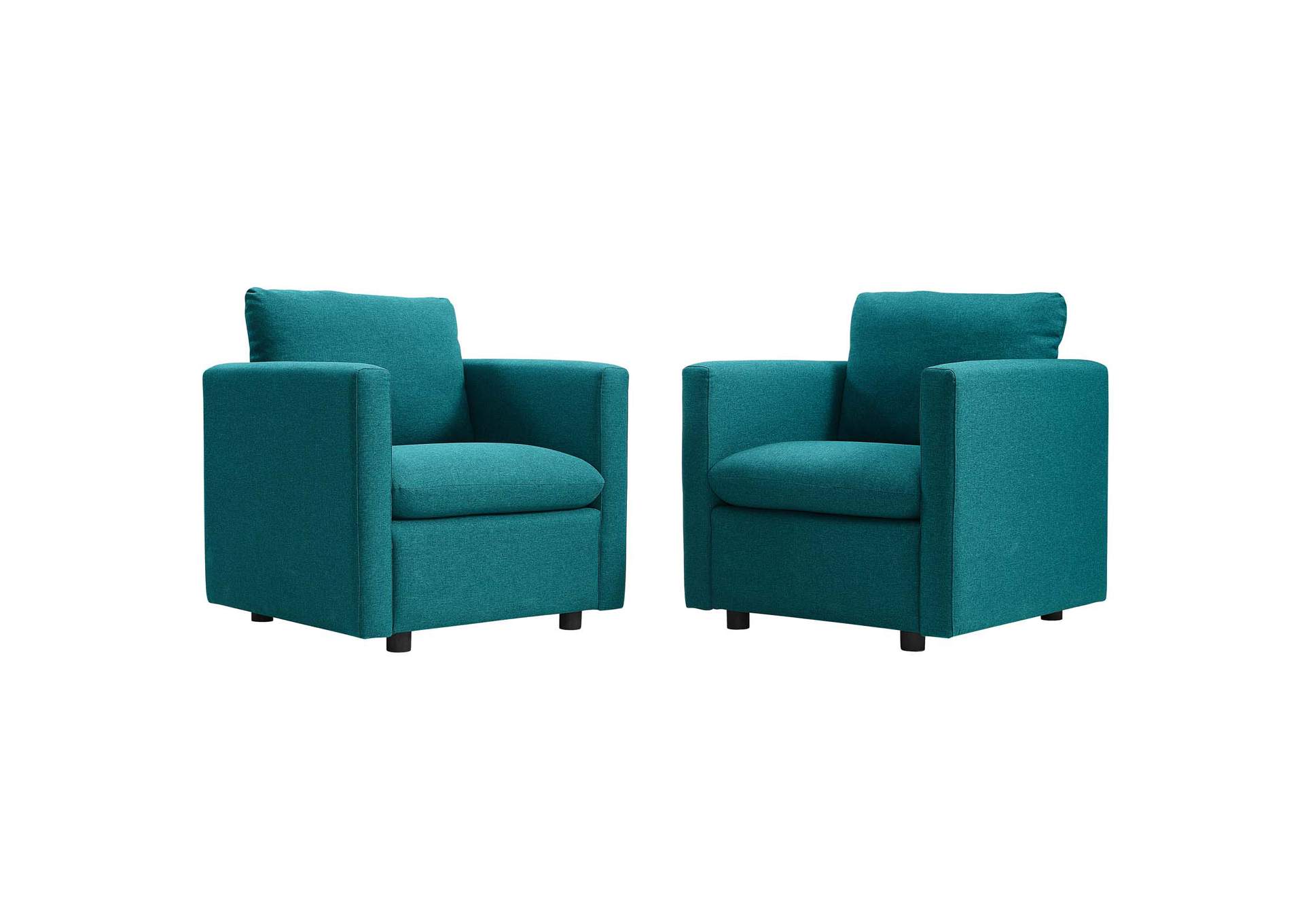 Teal Activate Upholstered Fabric Arm Chair [Set of 2],Modway