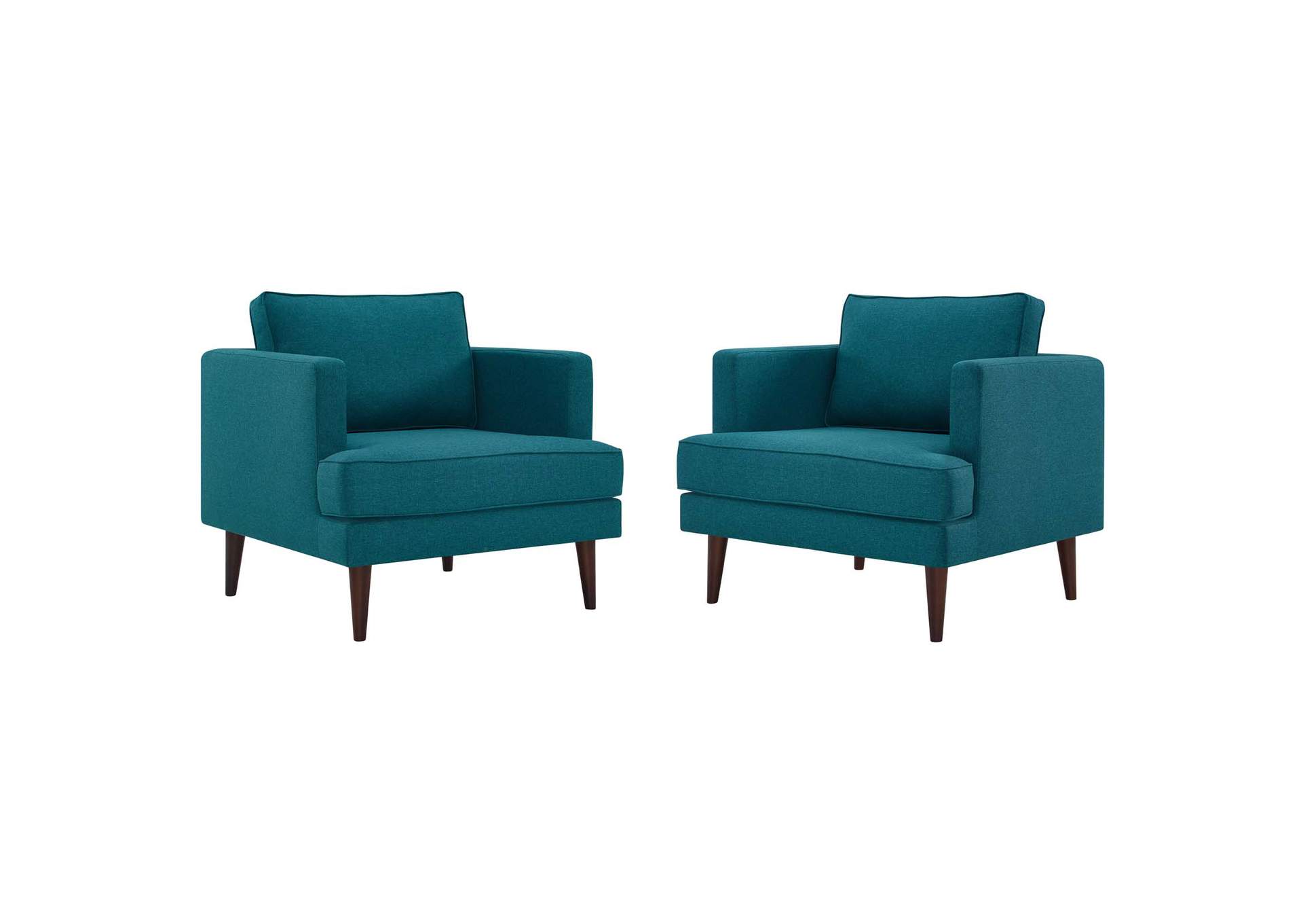 Teal Agile Upholstered Fabric Arm Chair [Set of 2],Modway