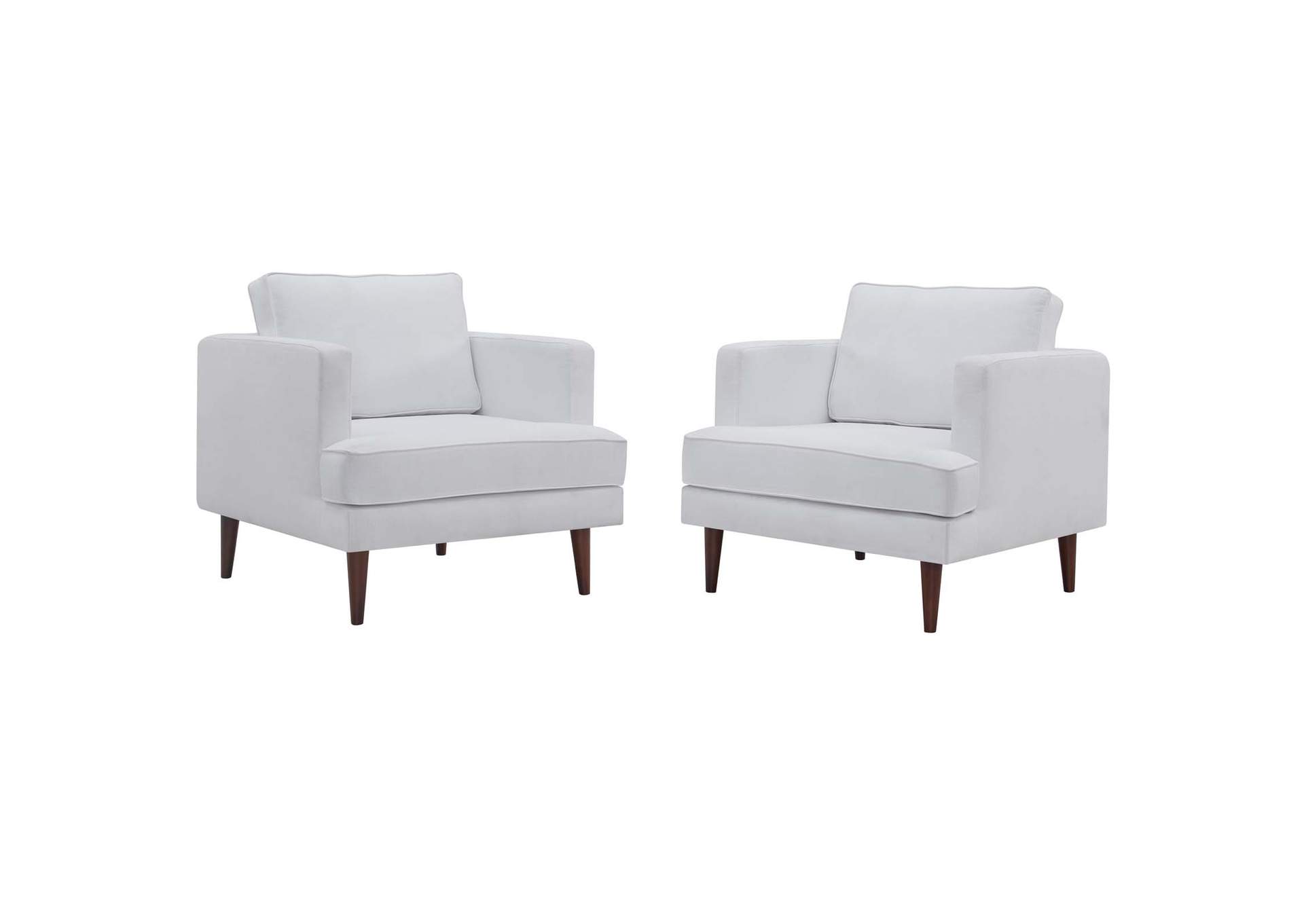 White Agile Upholstered Fabric Arm Chair [Set of 2],Modway