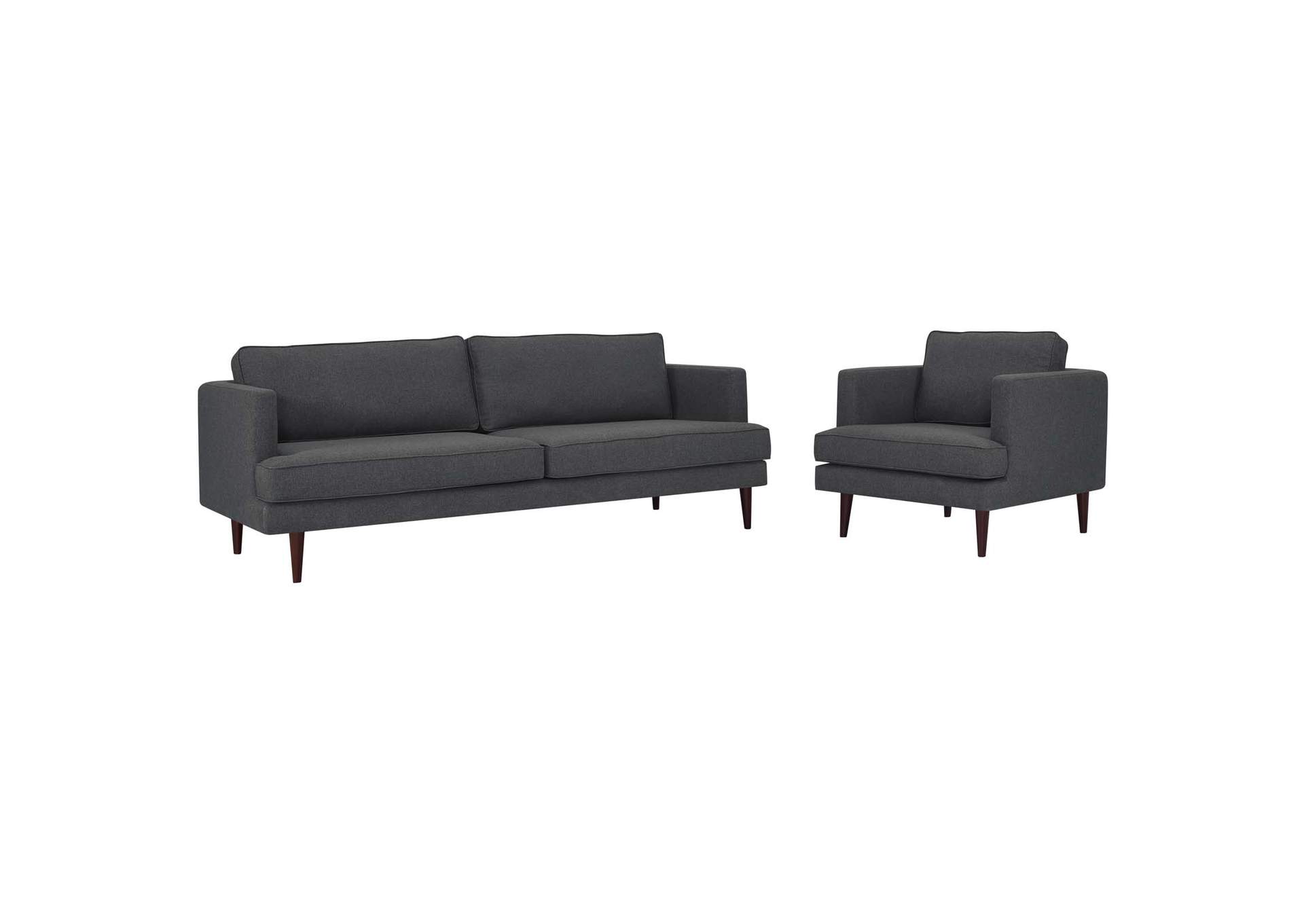 Gray Agile Upholstered Fabric Sofa and Armchair Set,Modway