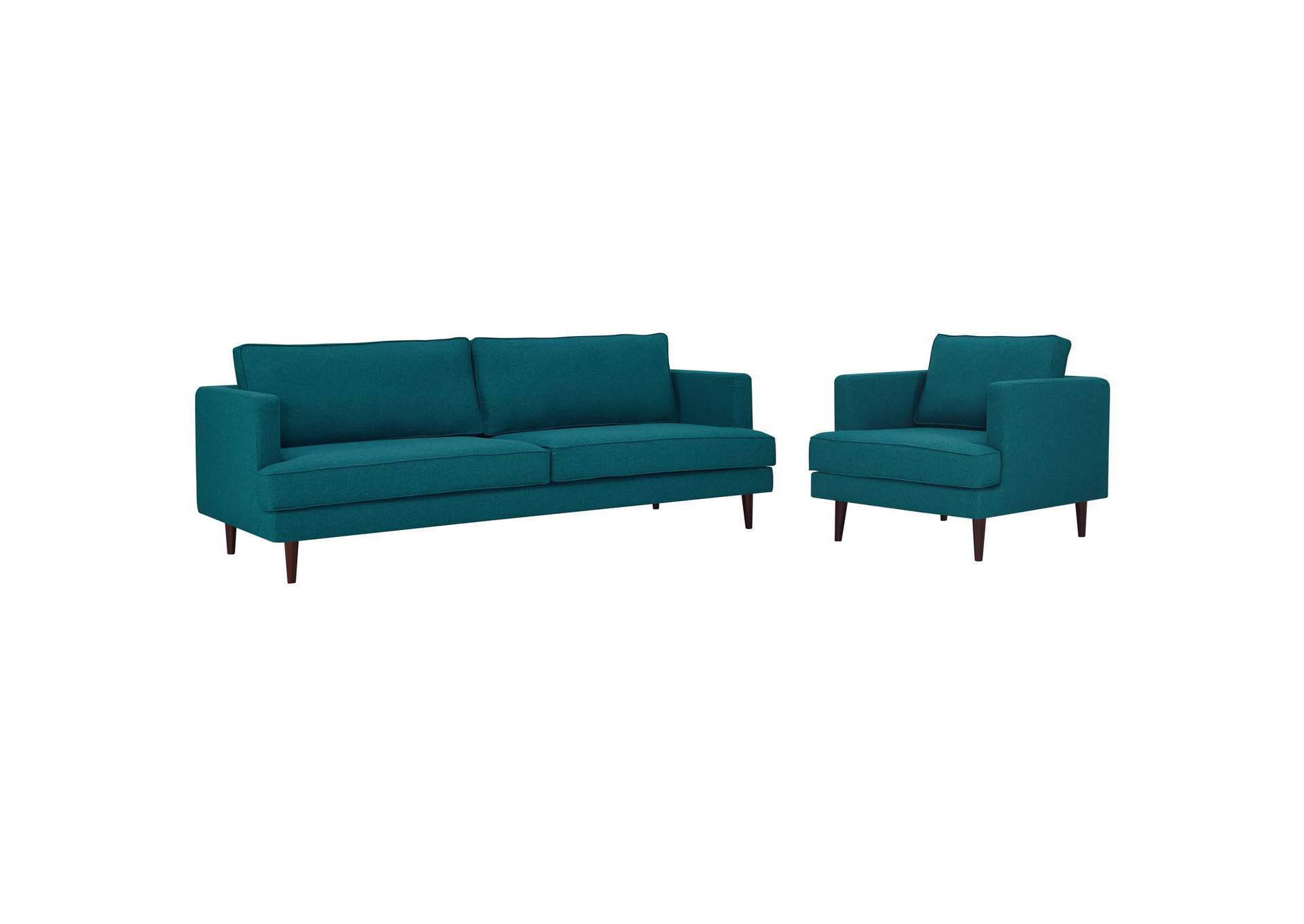 Teal Agile Upholstered Fabric Sofa and Armchair Set,Modway