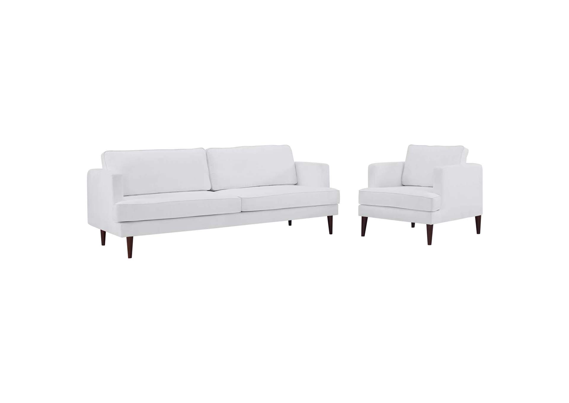 White Agile Upholstered Fabric Sofa and Armchair Set,Modway